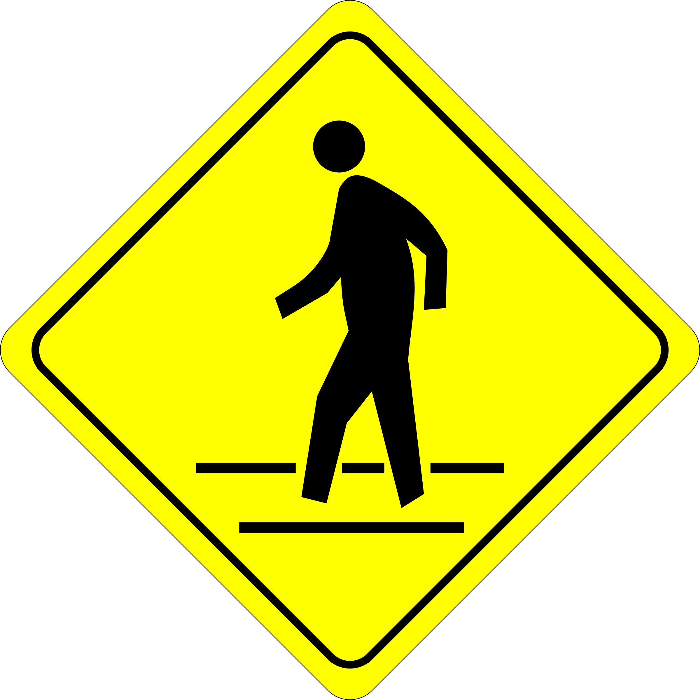 Caution - Pedestrian Crossing png