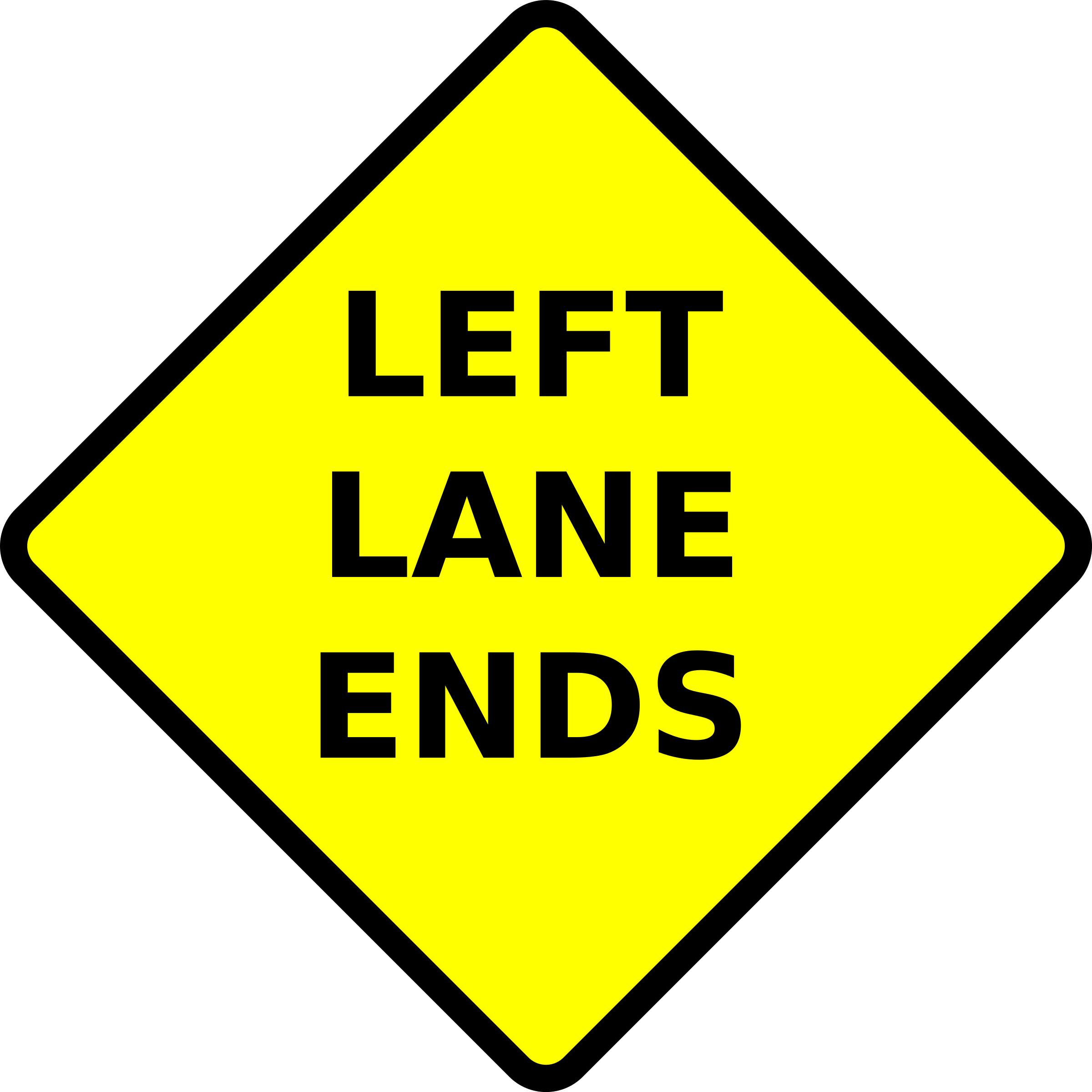 caution-lane ends-left png