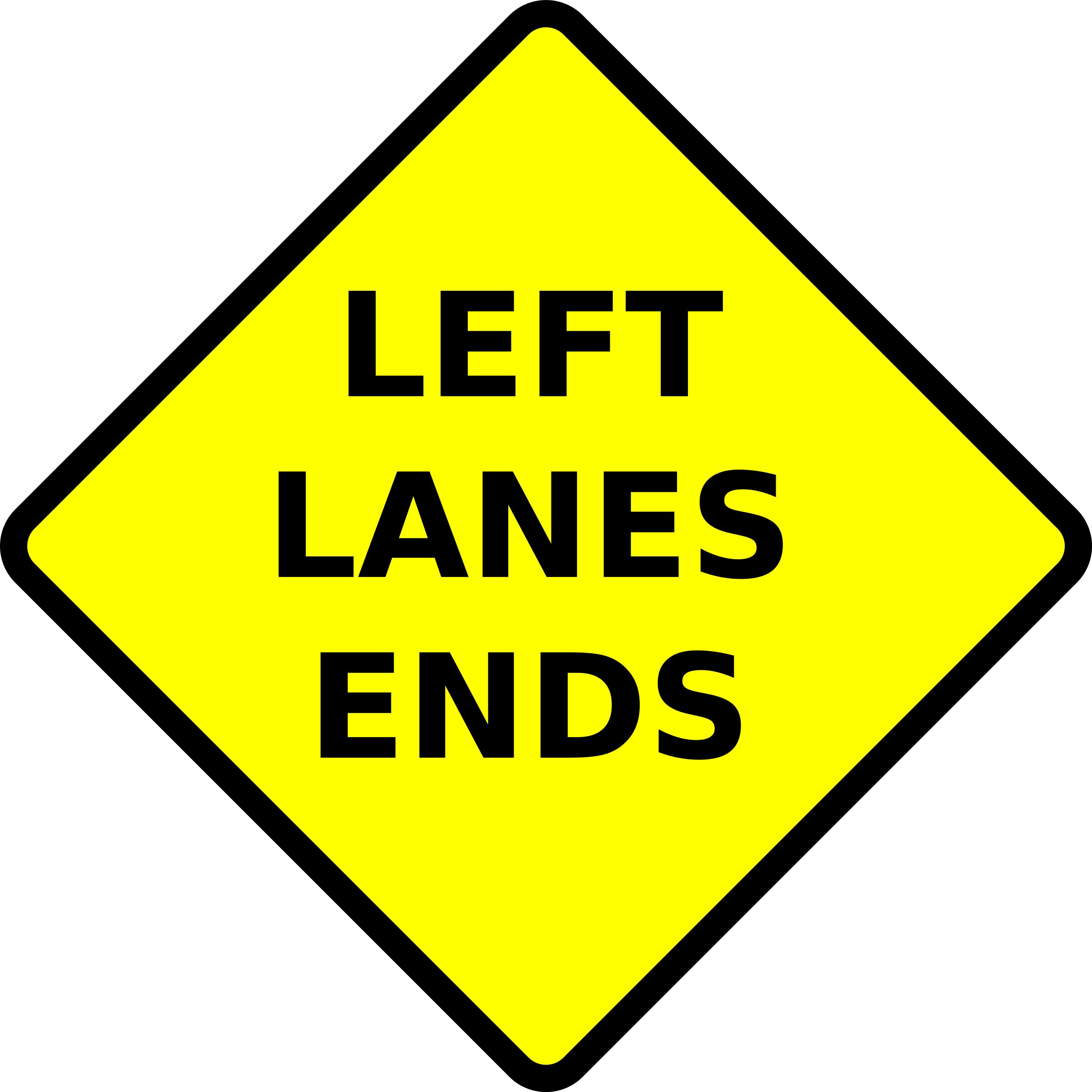 caution-left lane ends png