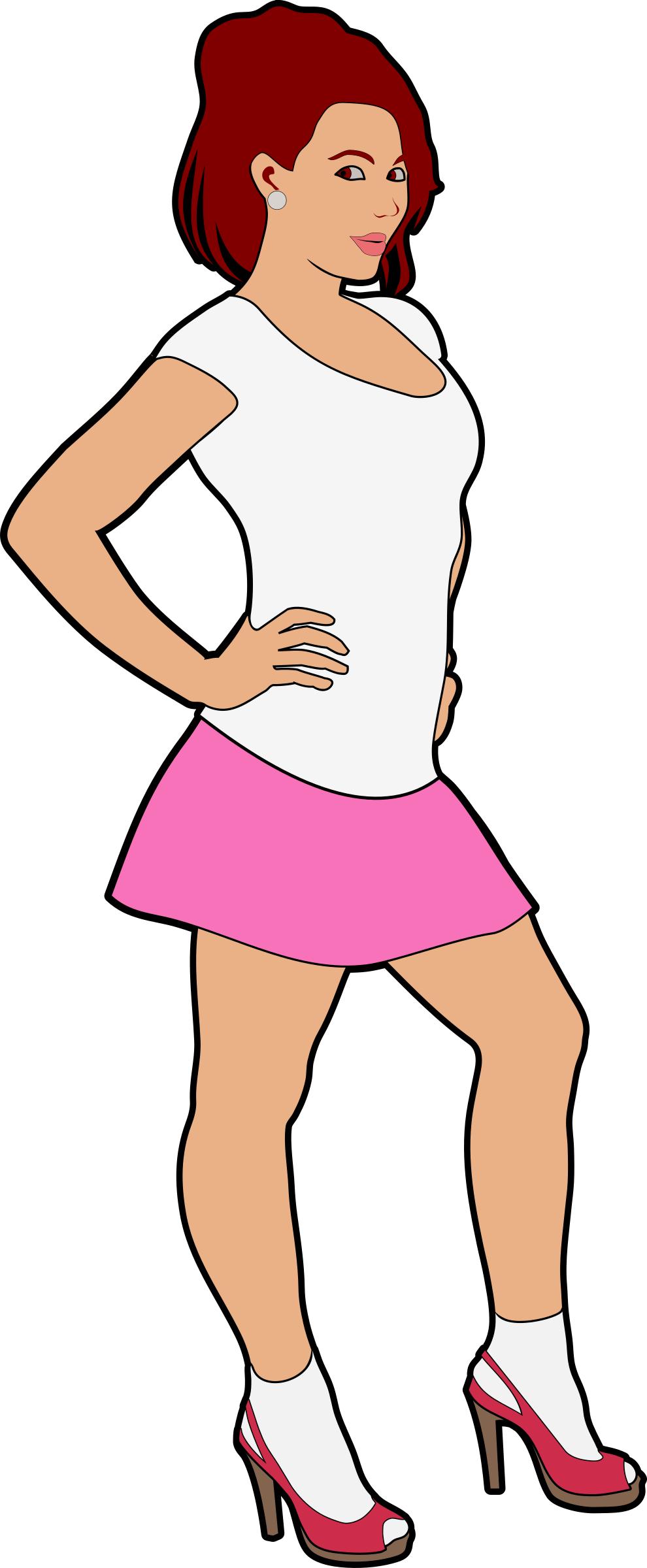 Cheerful girl outline colored png