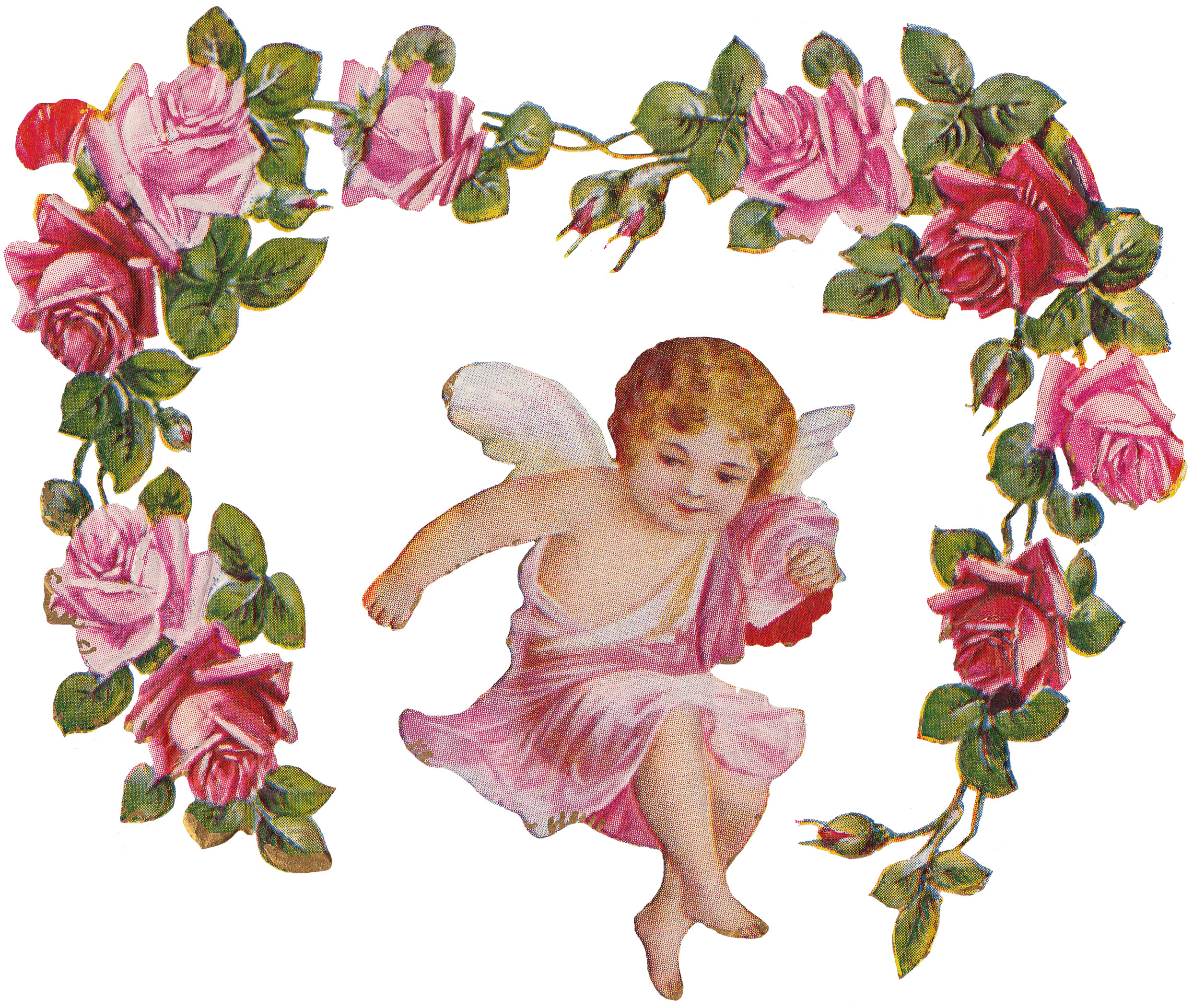 Cherub Angel Roses Vintage PNG icons