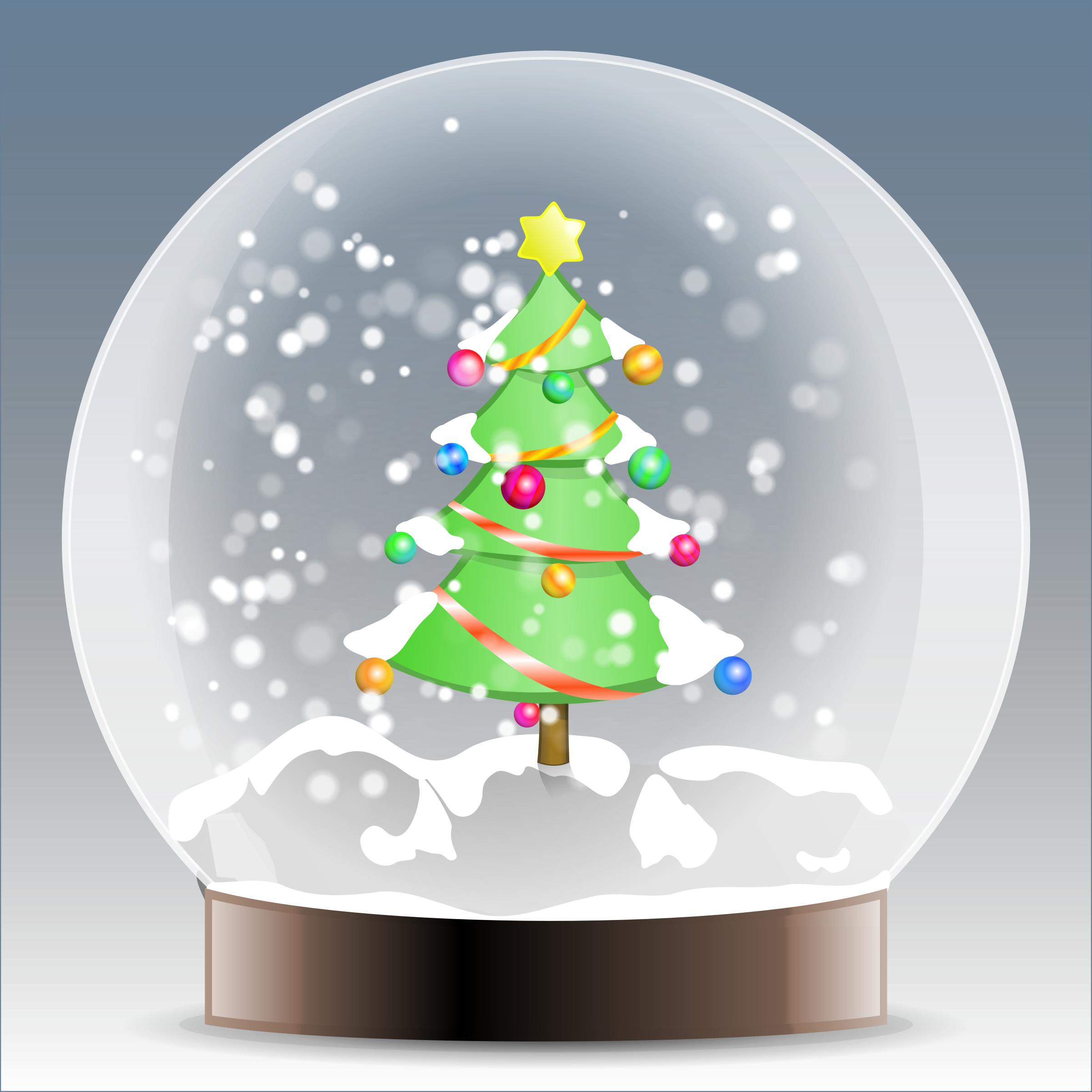 Christmas tree snow globe png