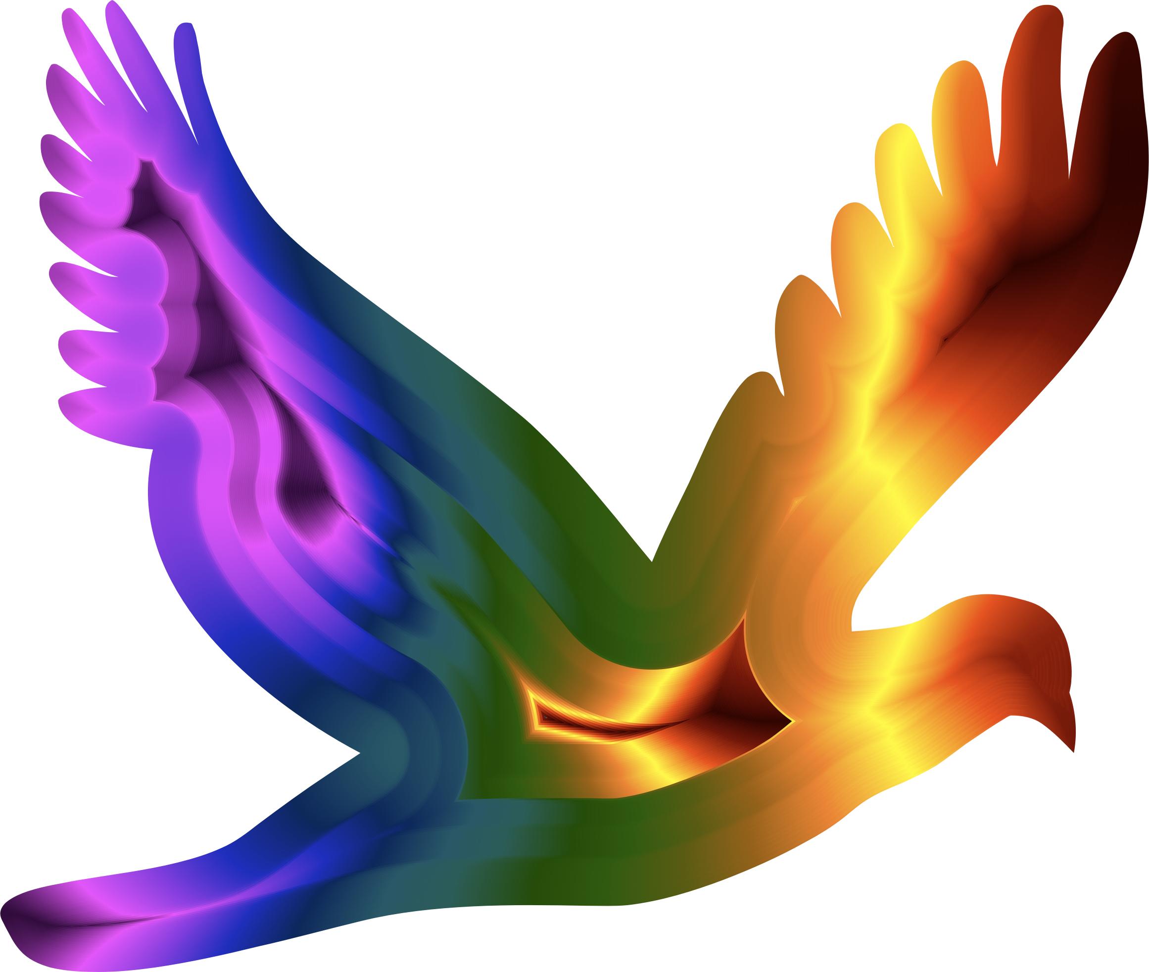 Chromatic Flying Dove Silhouette 2 png