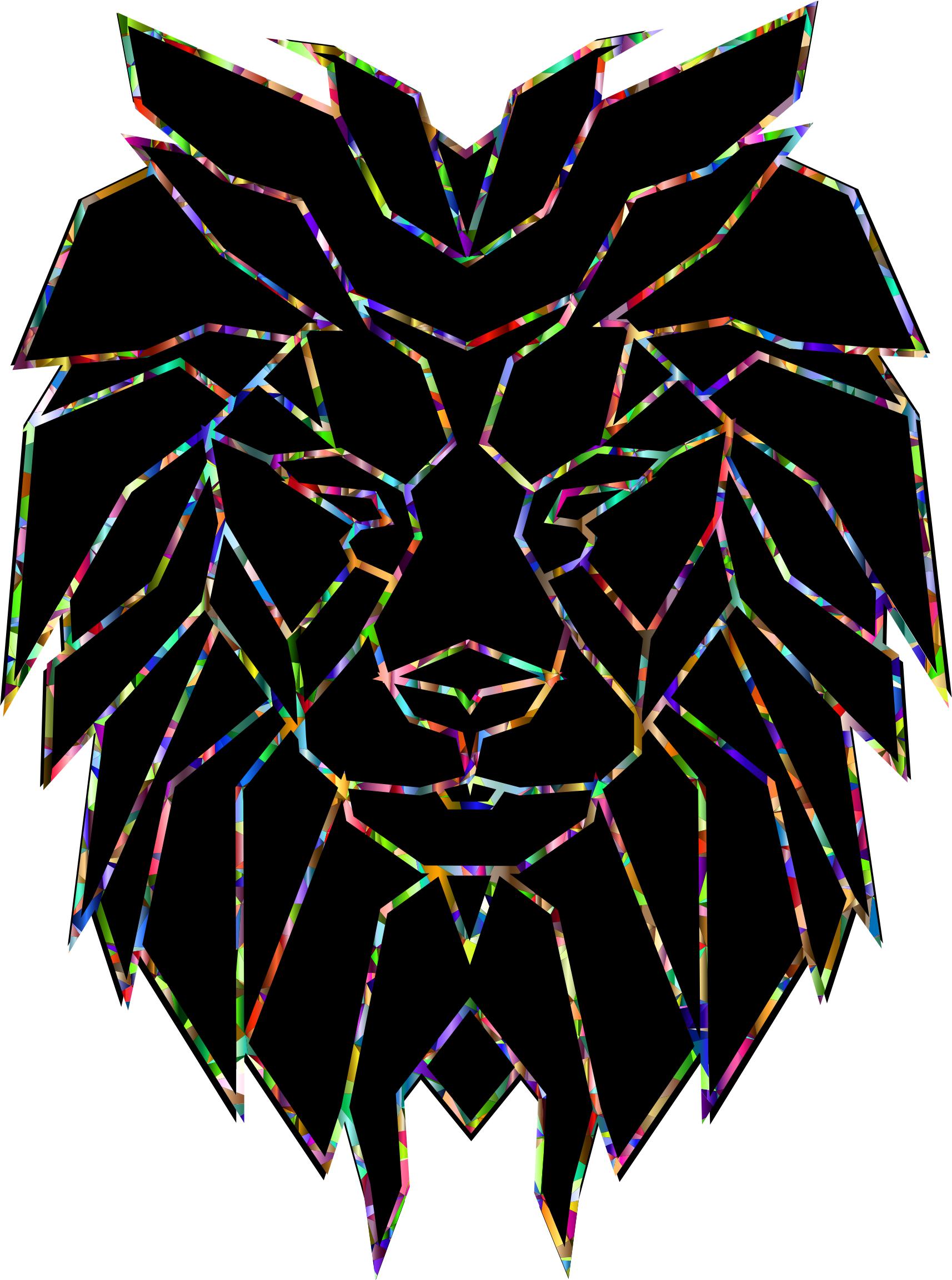 Chromatic Polygonal Lion Face png