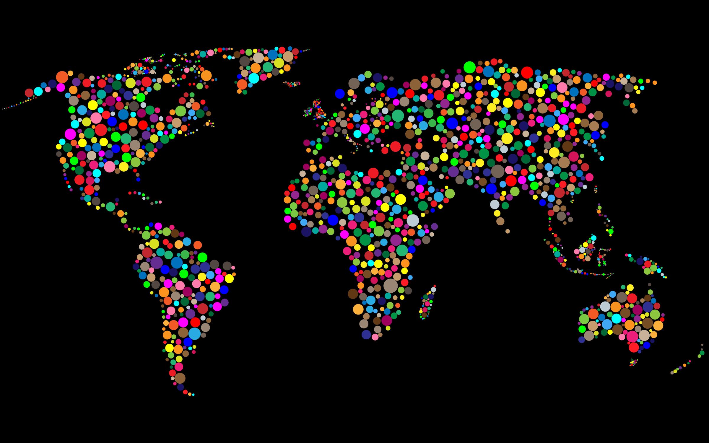 Colorful Circles World Map With Background 5 png