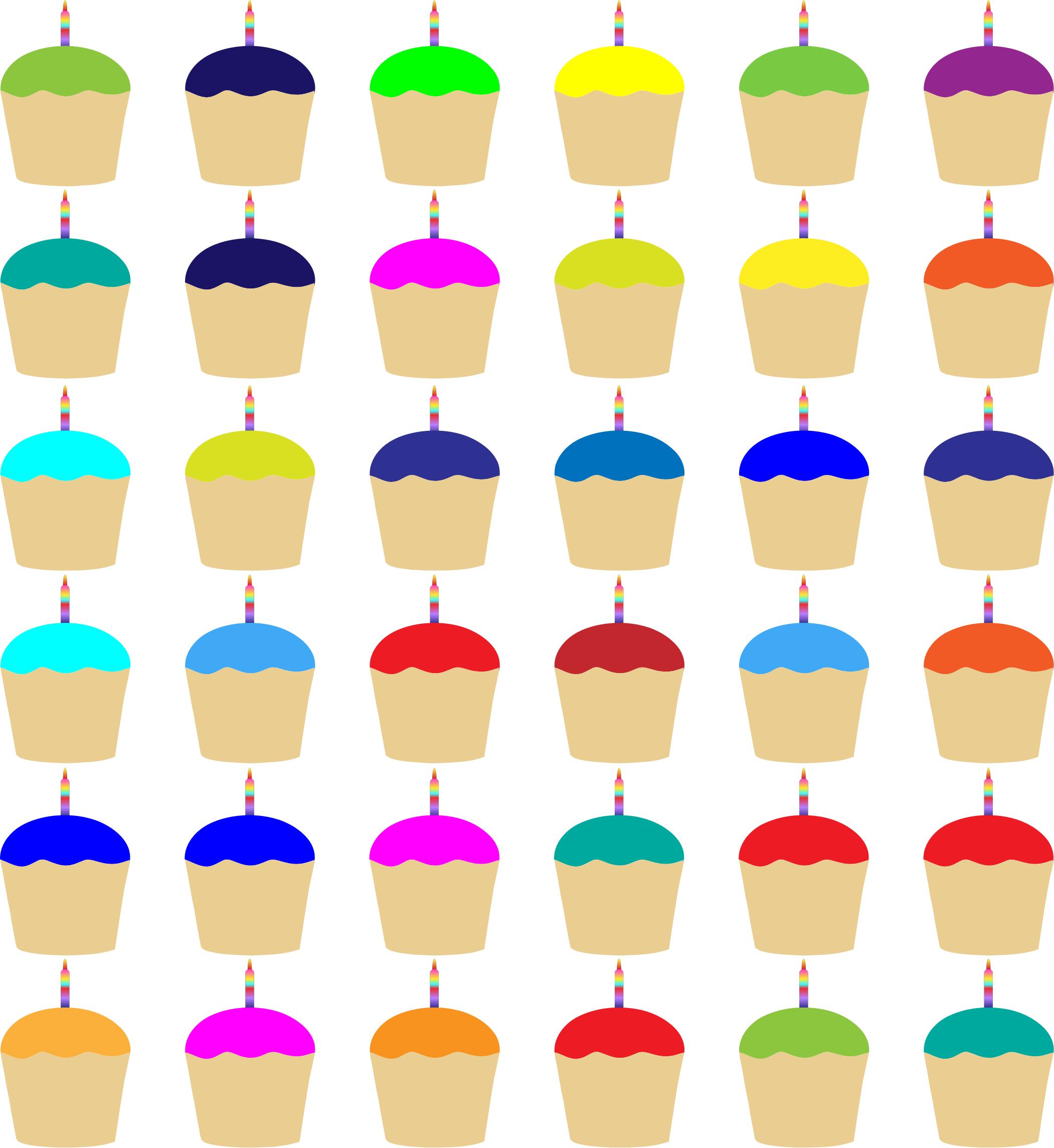 Colorful Cupcakes With Candles Pattern png