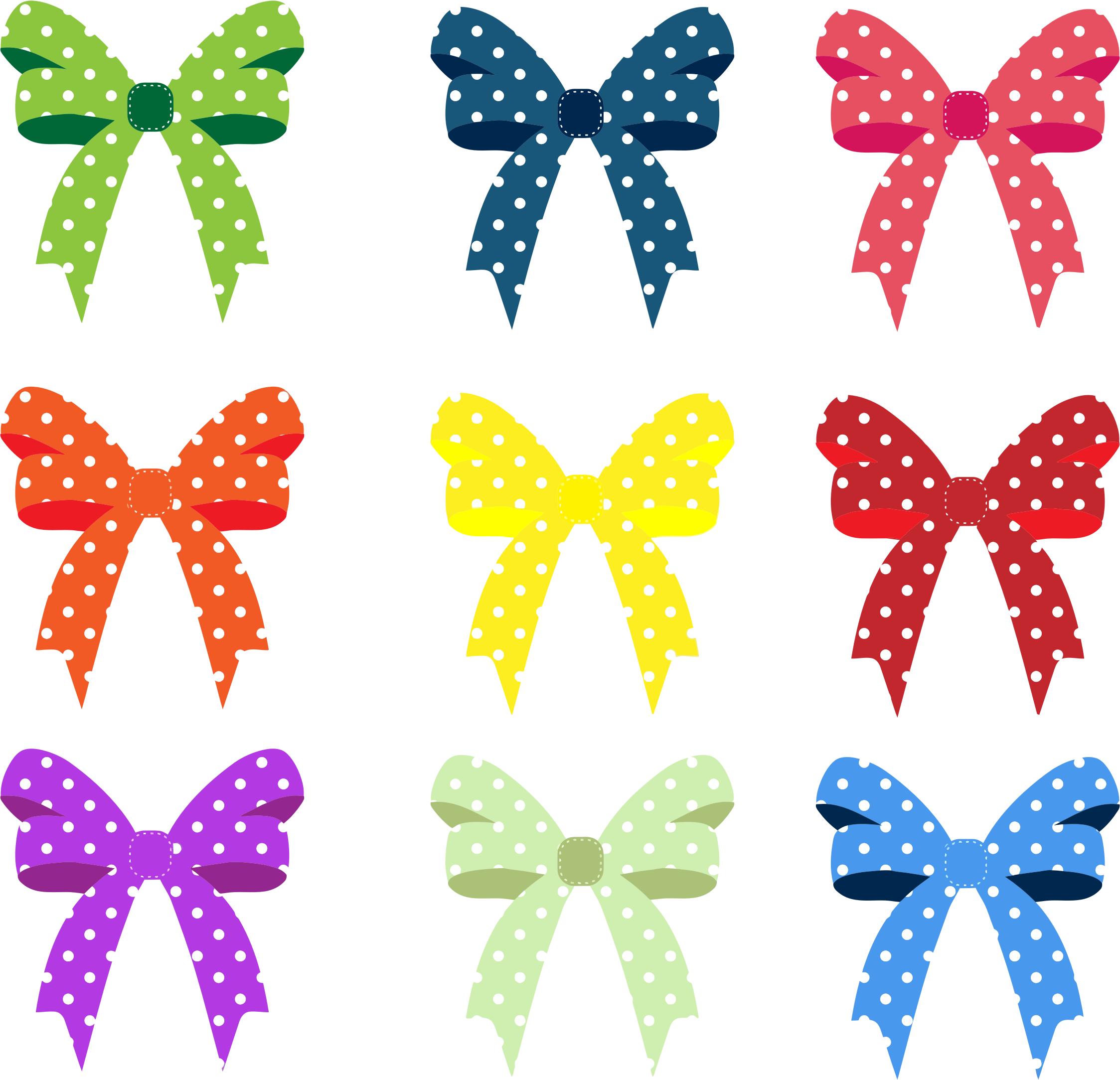 Colorful Ribbons And Bows Polka Dots png