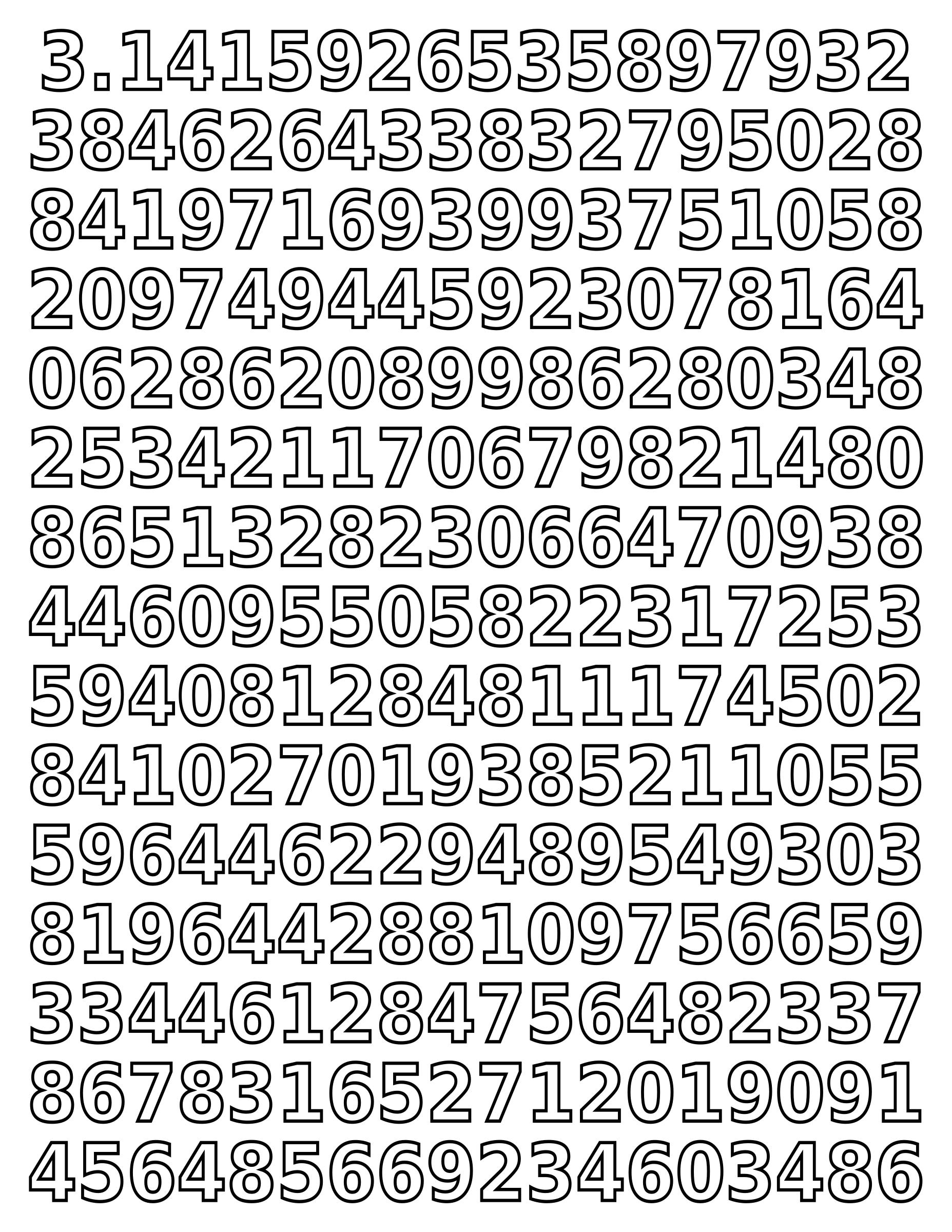 Coloring page - pi day digits of pi small png