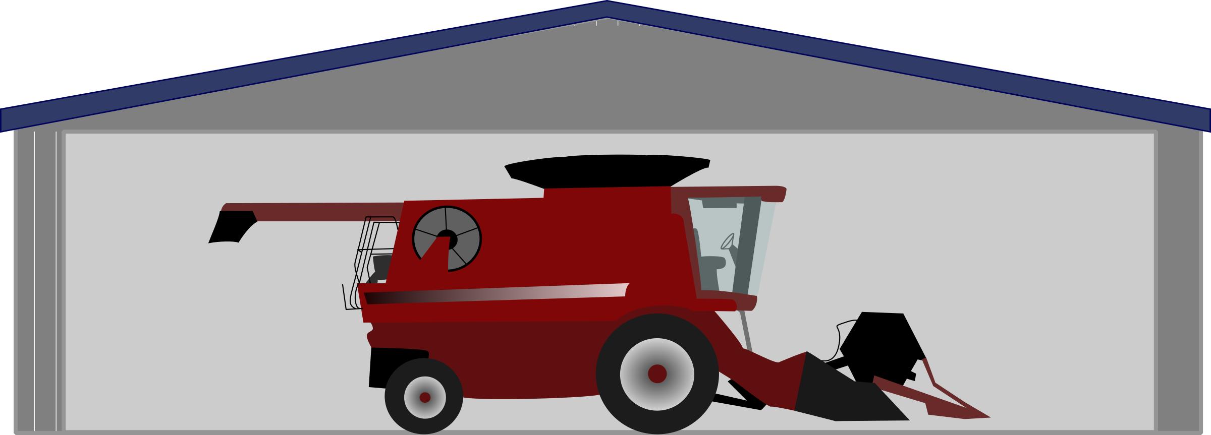 Combine harvester in shed png