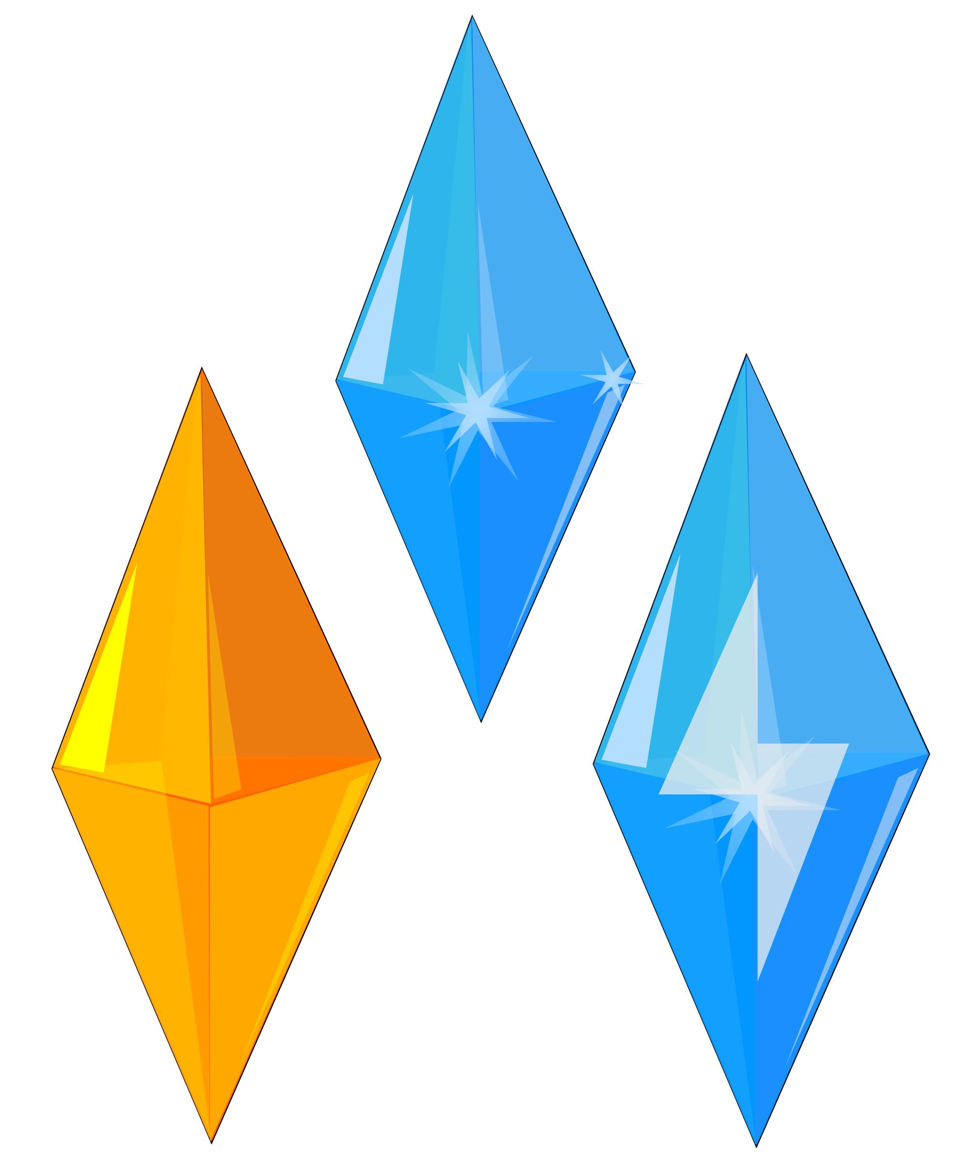 Crystal gems - Glittering Blue & Yellow precious gems PNG icons