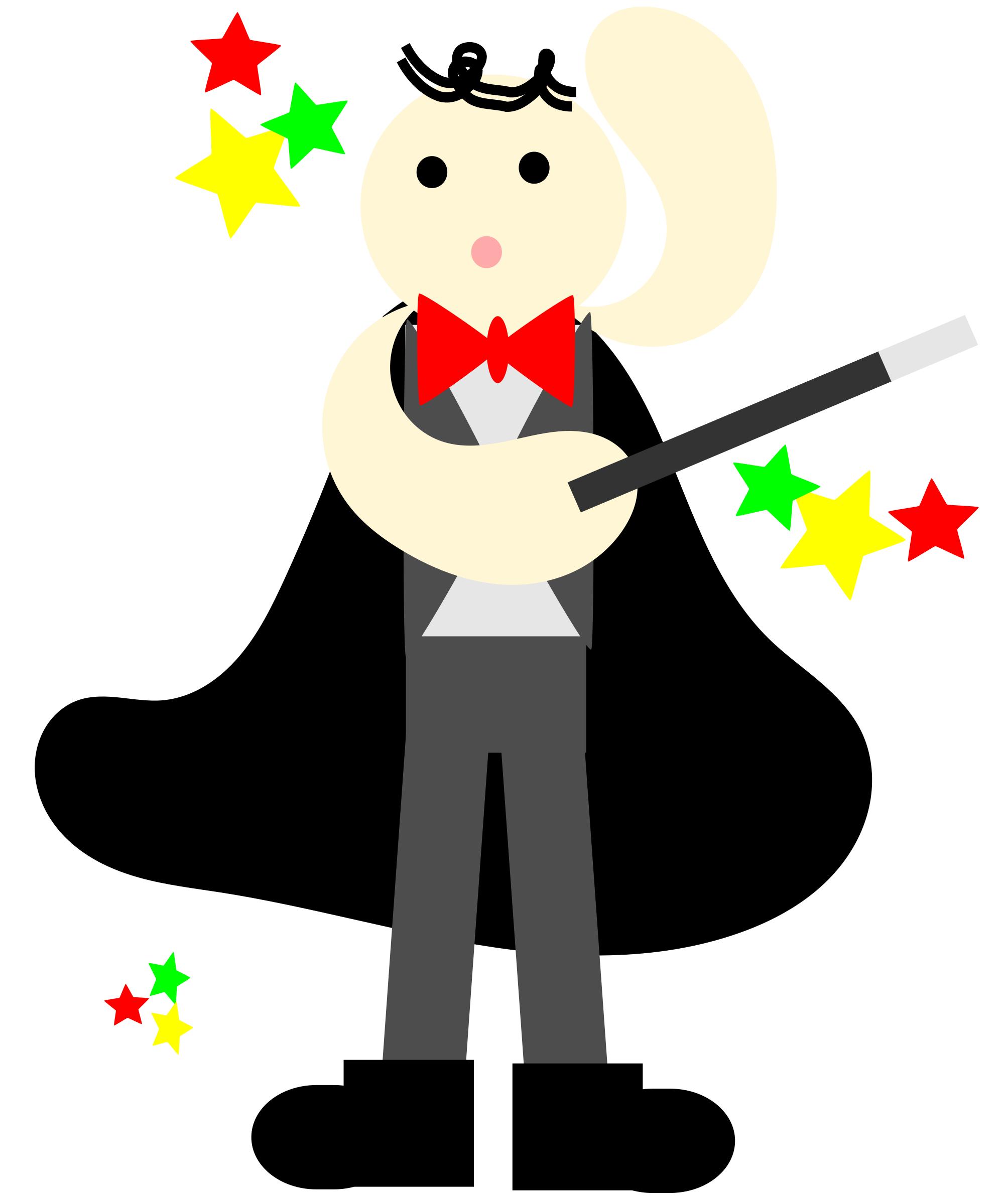 cute magician in a black cape with a stick png