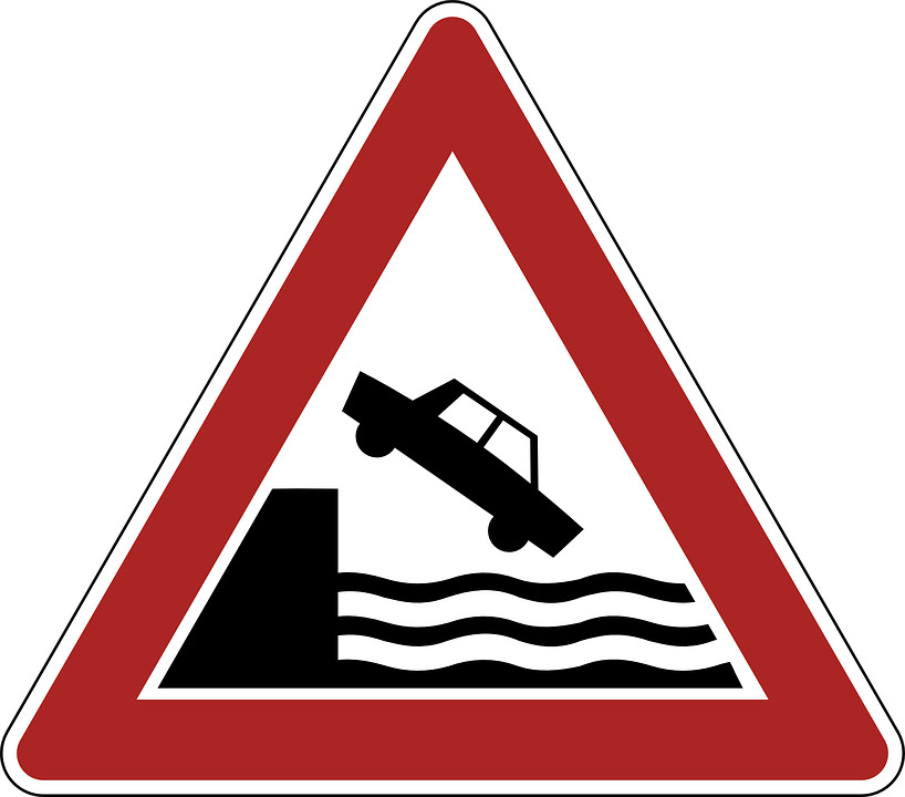 Danger Warning River Bank Road Sign icons