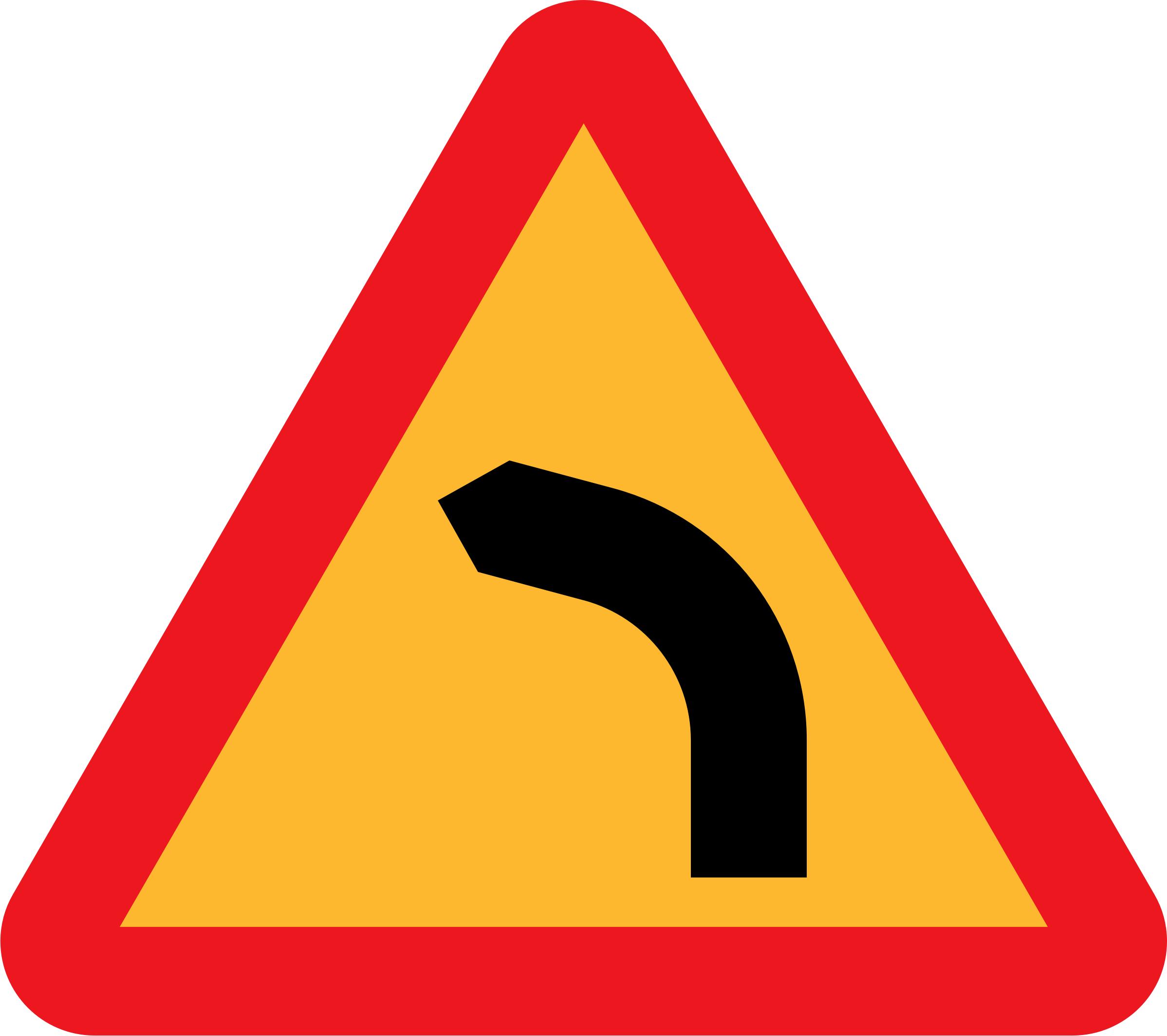 Dangerous bend, bend to left icons