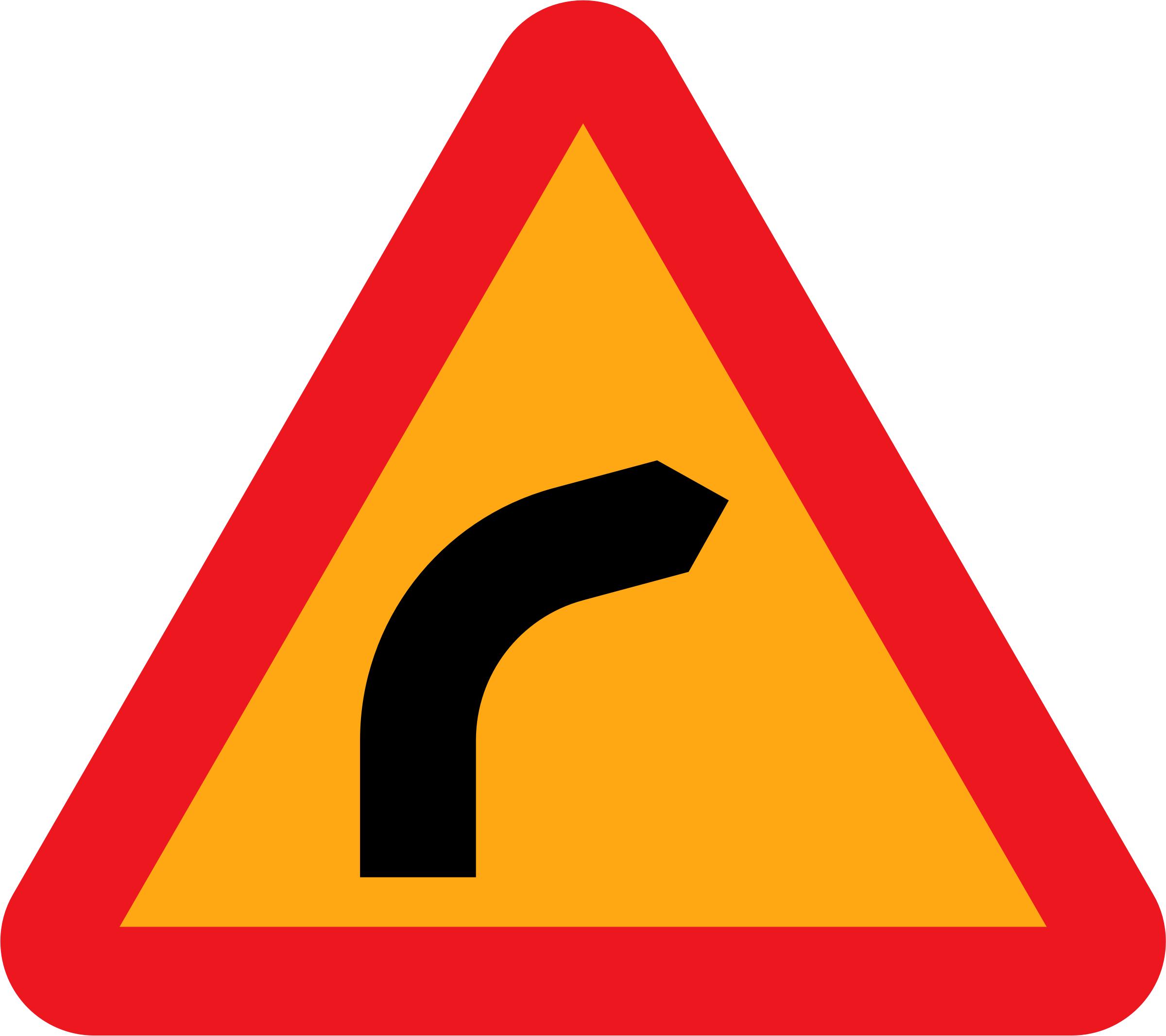 Dangerous bend, bend to right. icons
