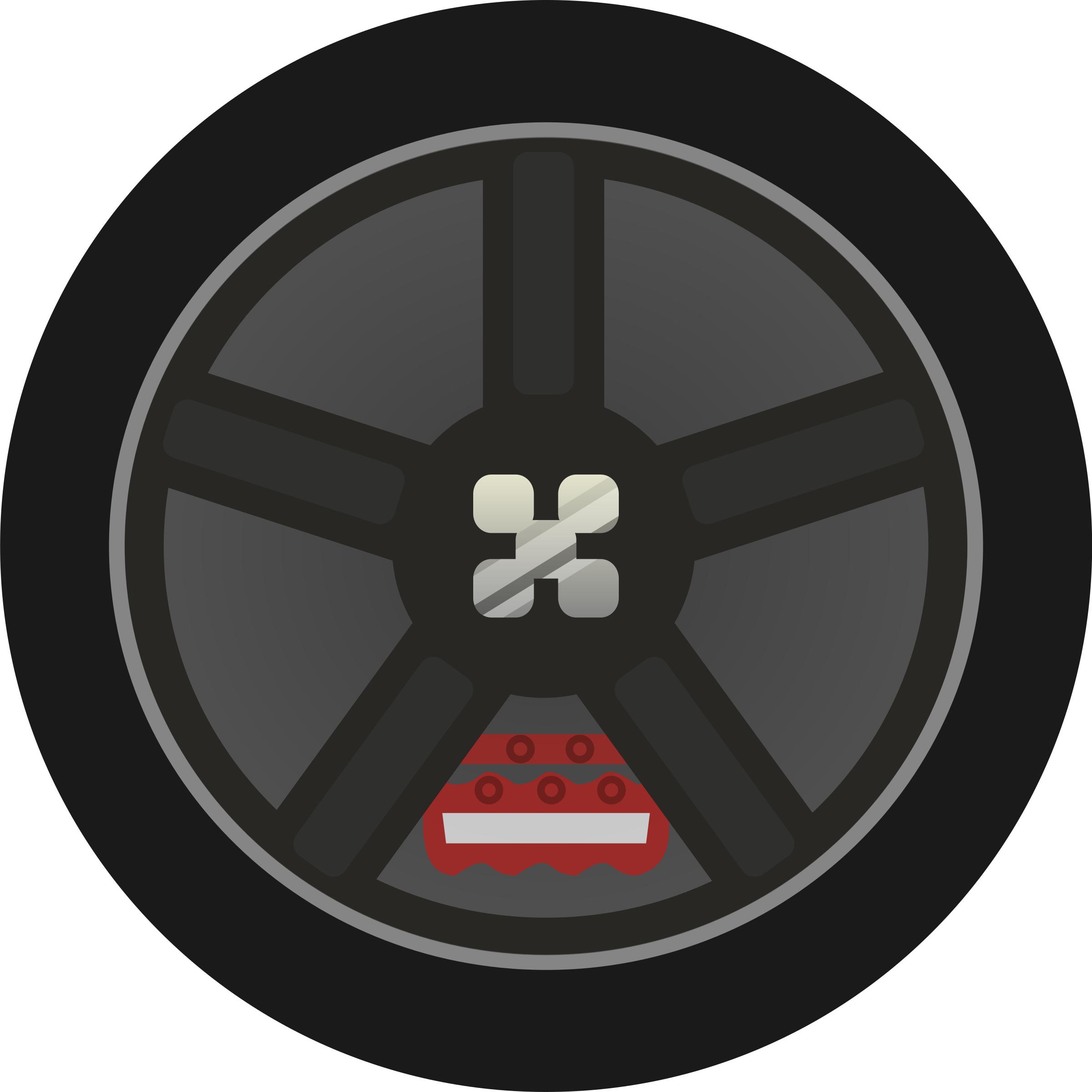 Dark Simple Car Wheel Tire Rims Side View PNG icons