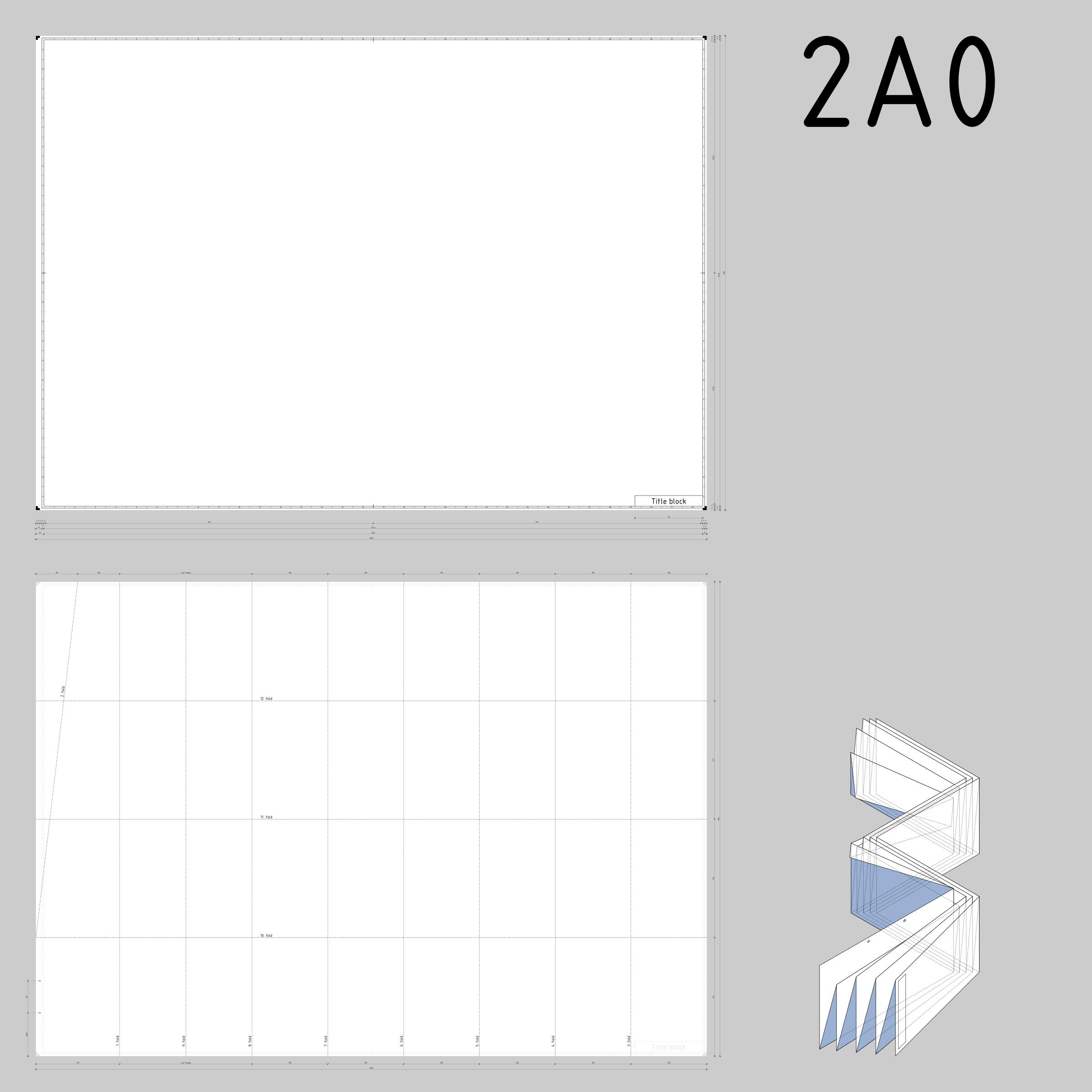 DIN 2A0 technical drawing format and folding png