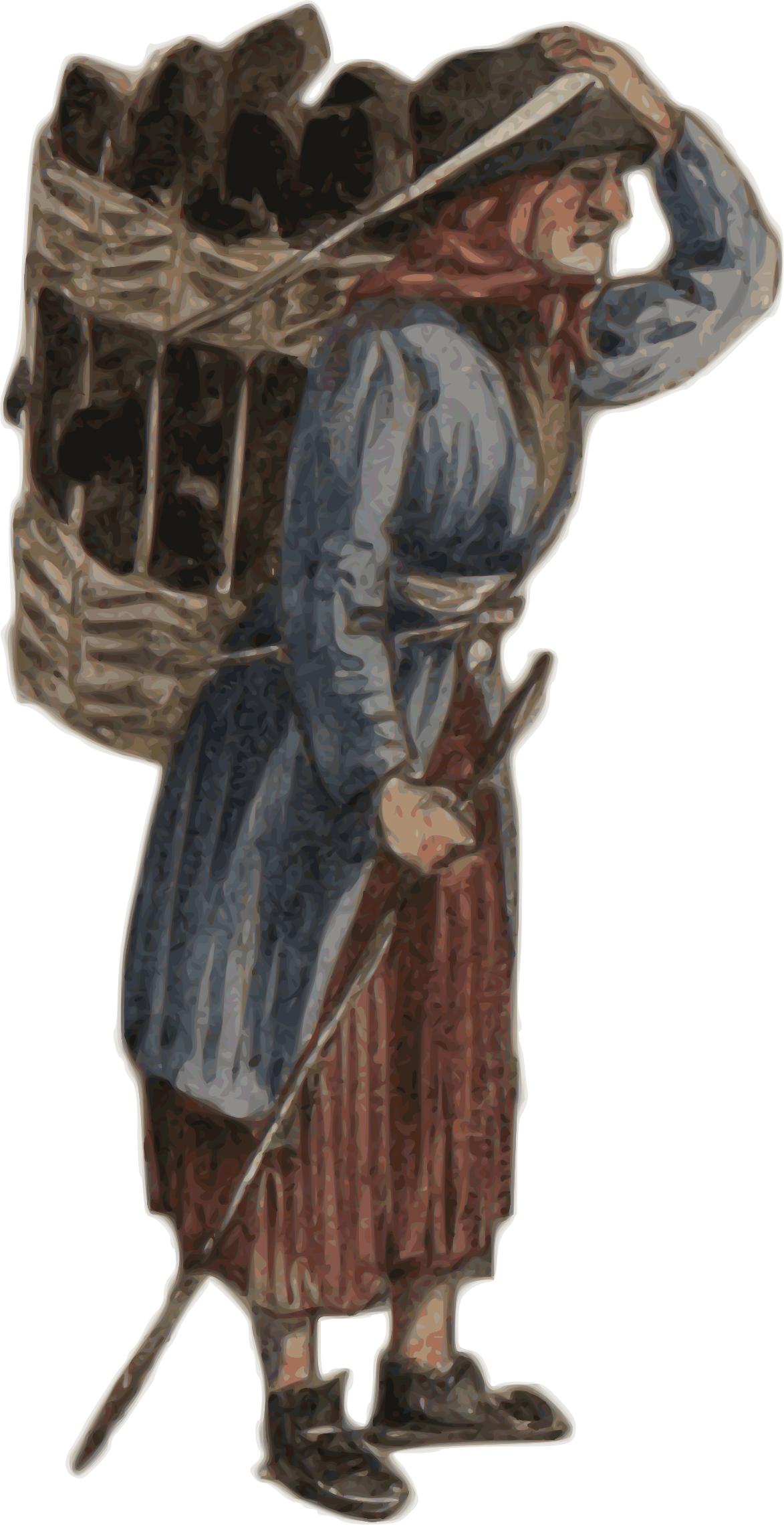 Dynes o Gymru yn cario glo | Welsh lady carrying coal png
