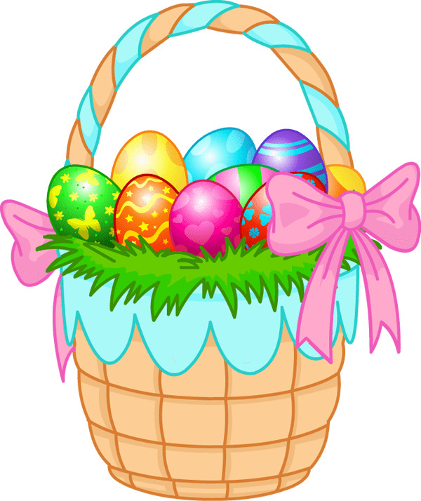 Easter Basket Eggs Pink Ribbon PNG icons
