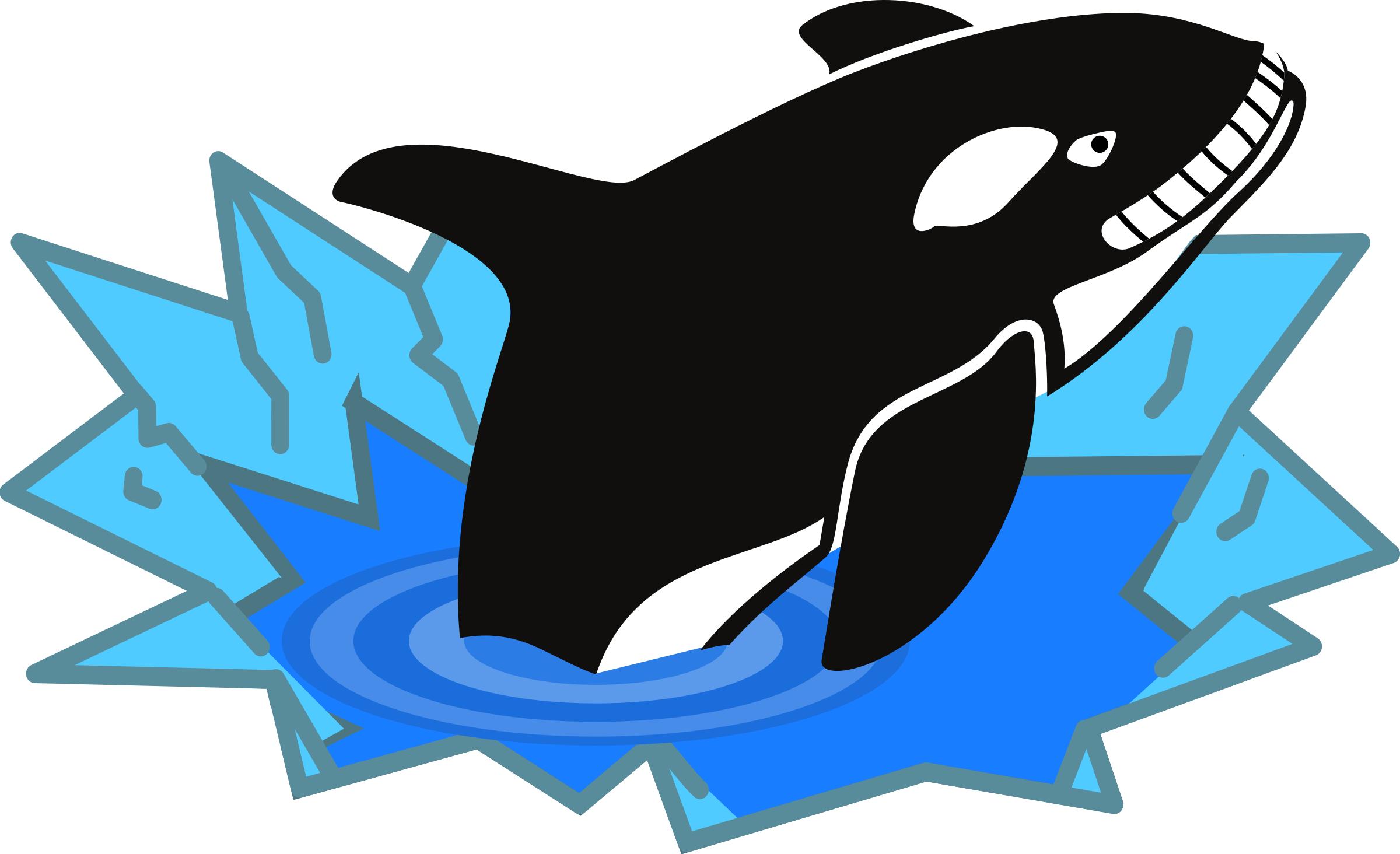 Evil Orca Cartoon Looking and Smiling with teeth png