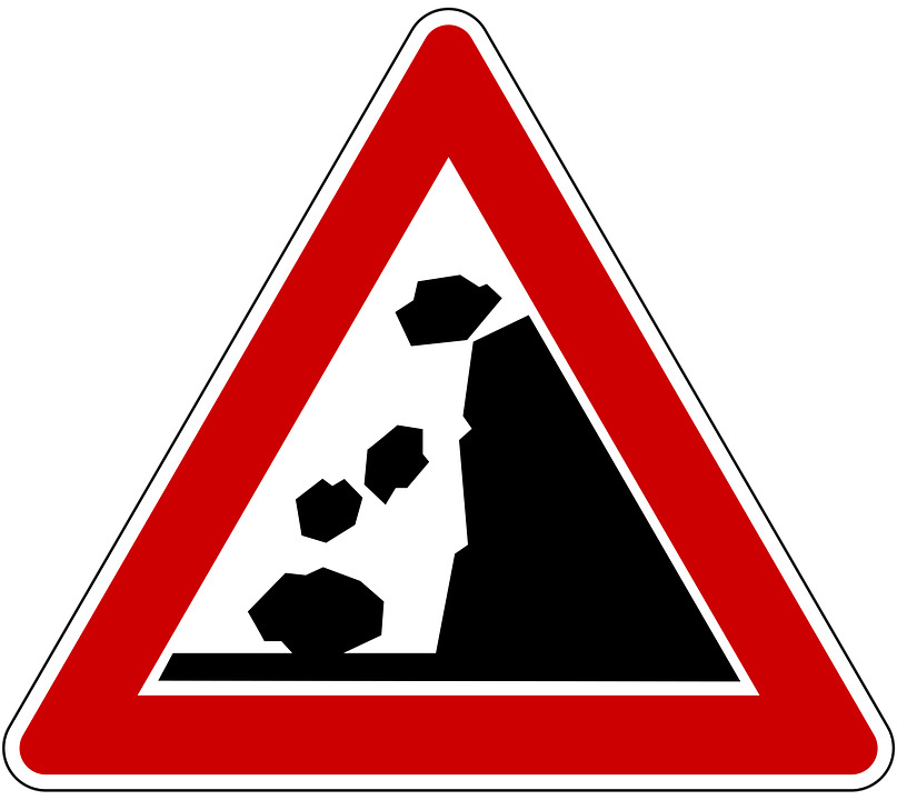Falling Rocks Warning Road Sign png icons
