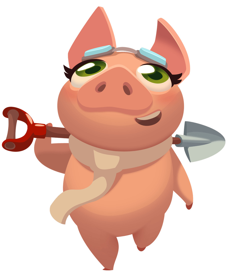 Farm Heroes Saga Amelia the Pig Holding Spade png icons