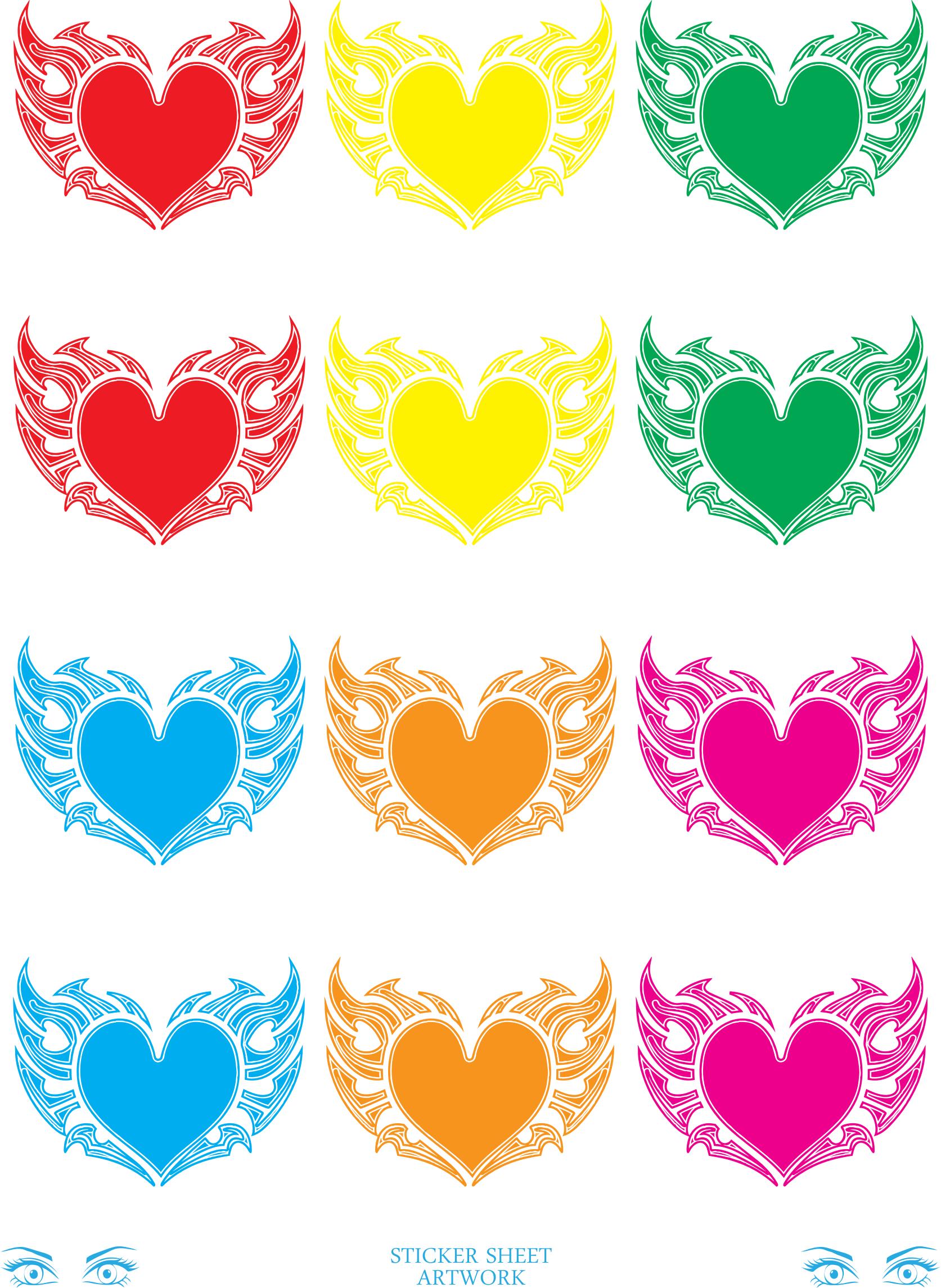 Flaming Heart Sticker Colour png