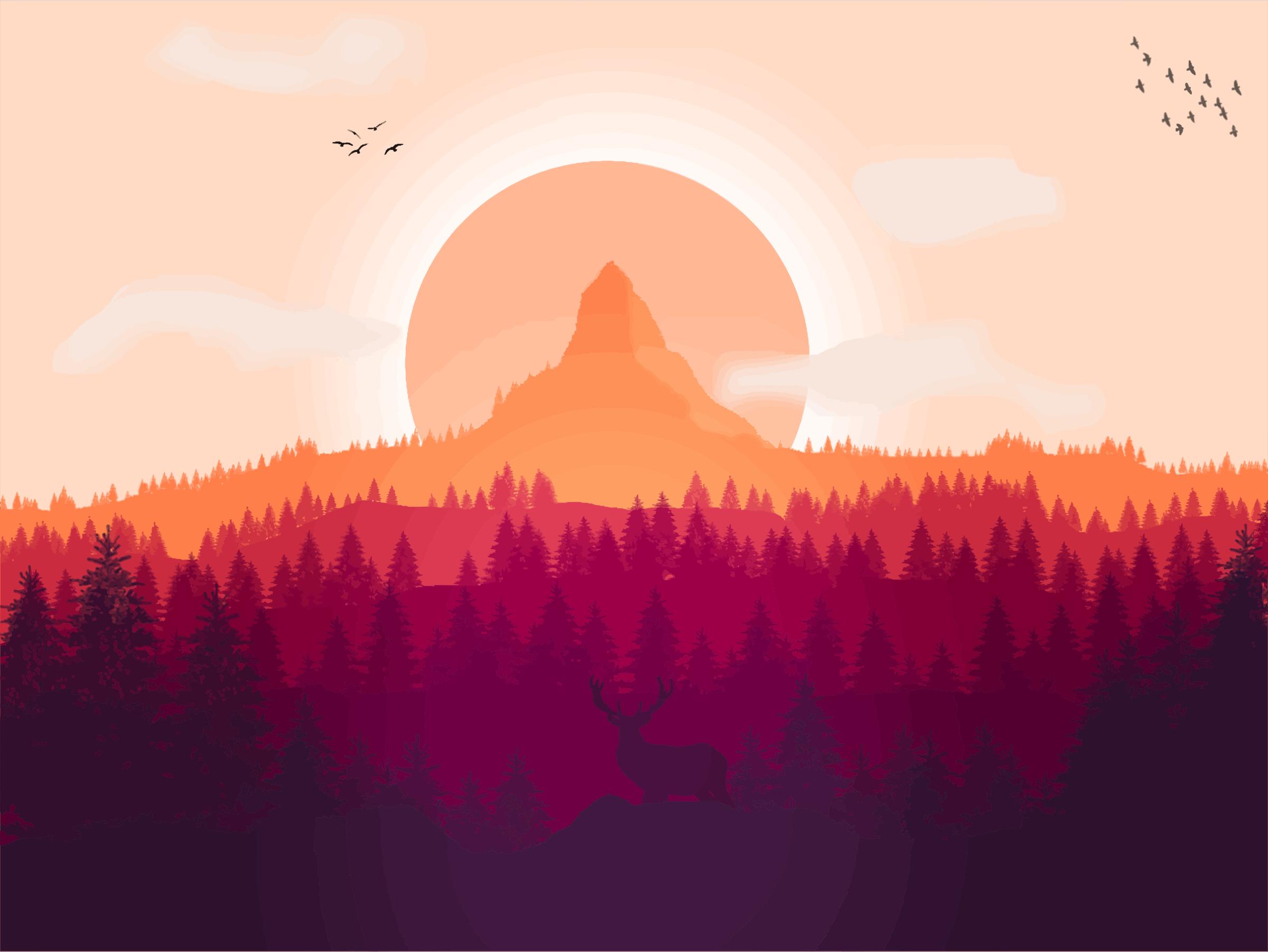 Flat Shaded Forest Landscape png