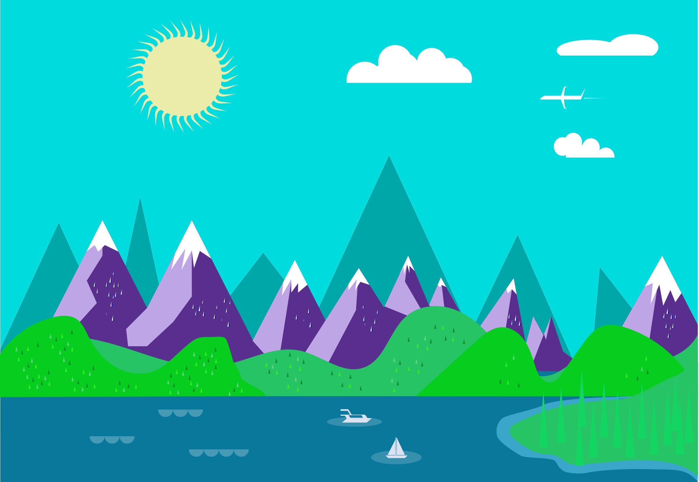 Flat Vector Landscape In The Google Now Style png