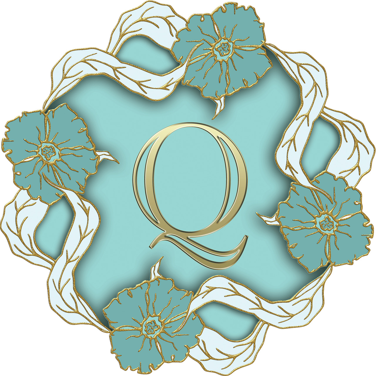 Flower Theme Capital Letter Q icons