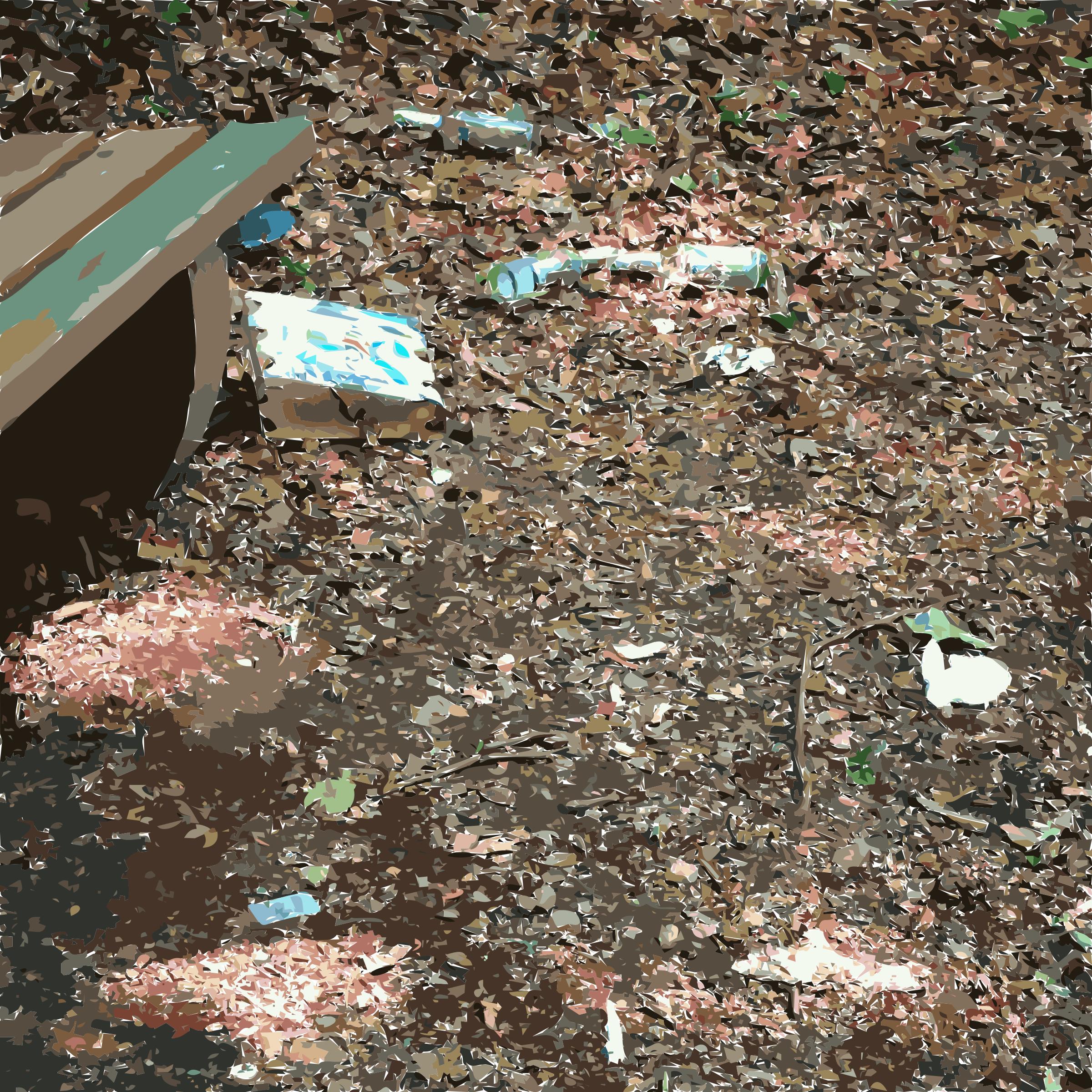 Garbage around a forest bench PNG icons