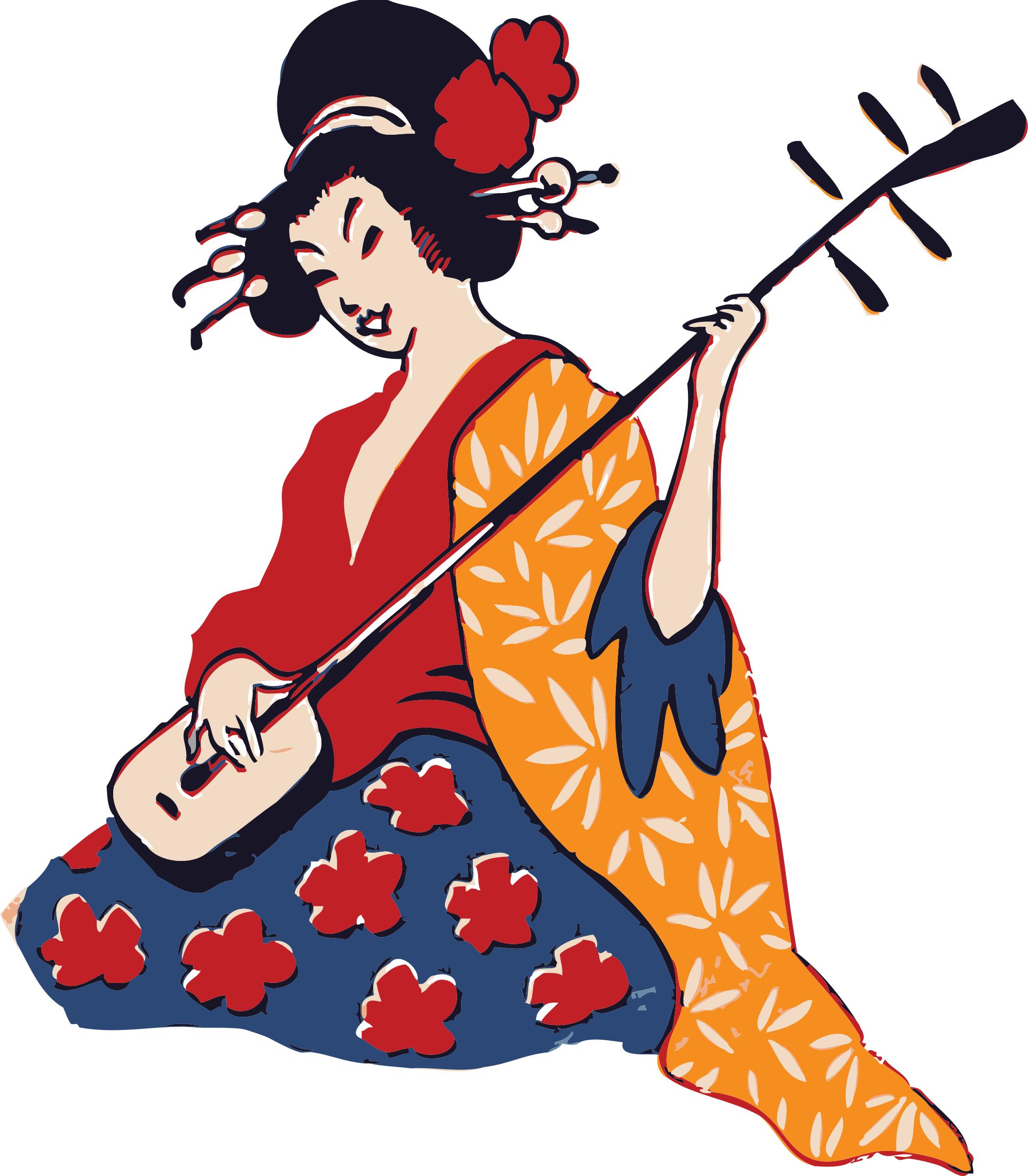 geisha playing shamisen png