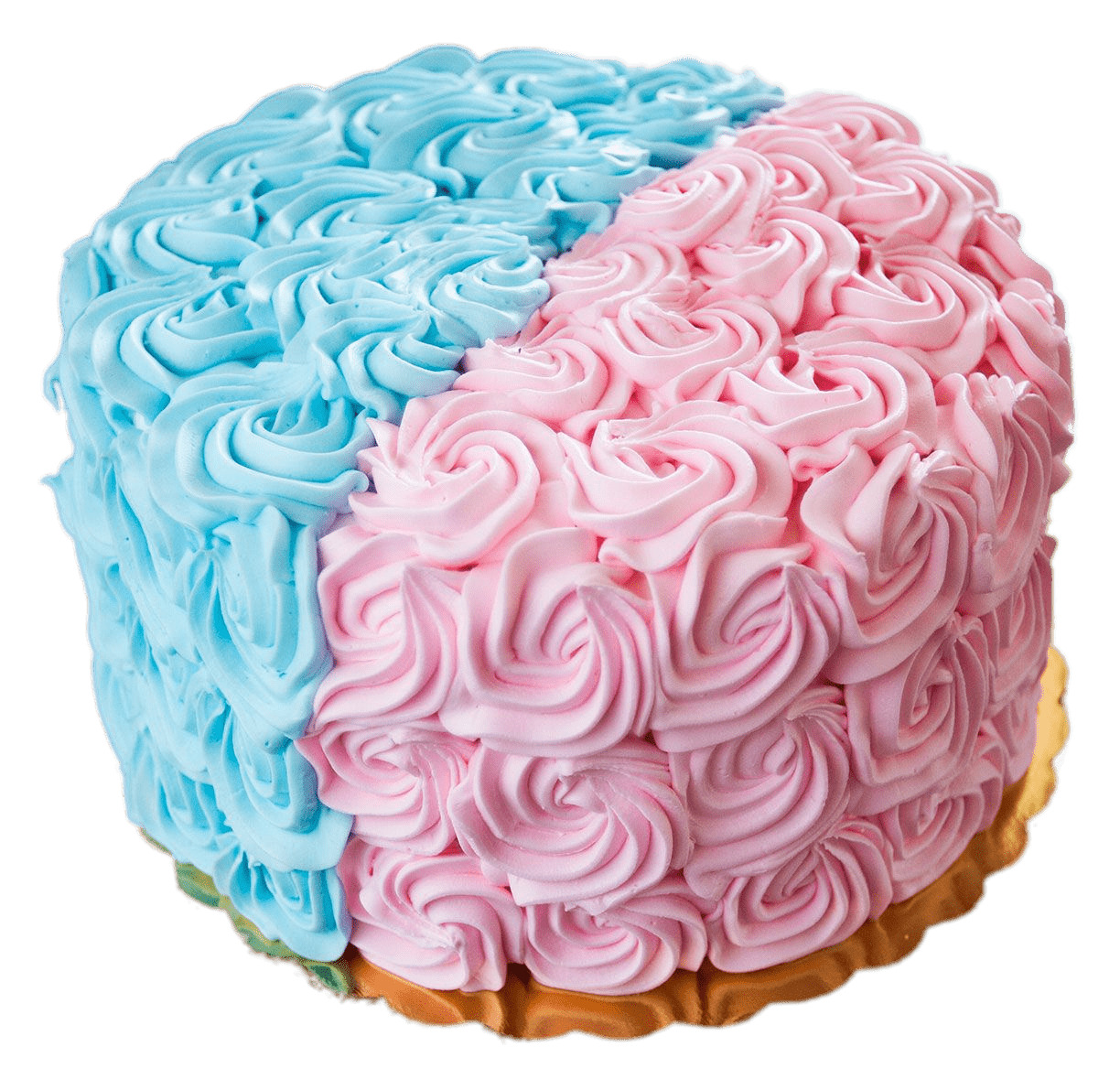 Gender Revealing Cake Pink and Blue Rosettes png