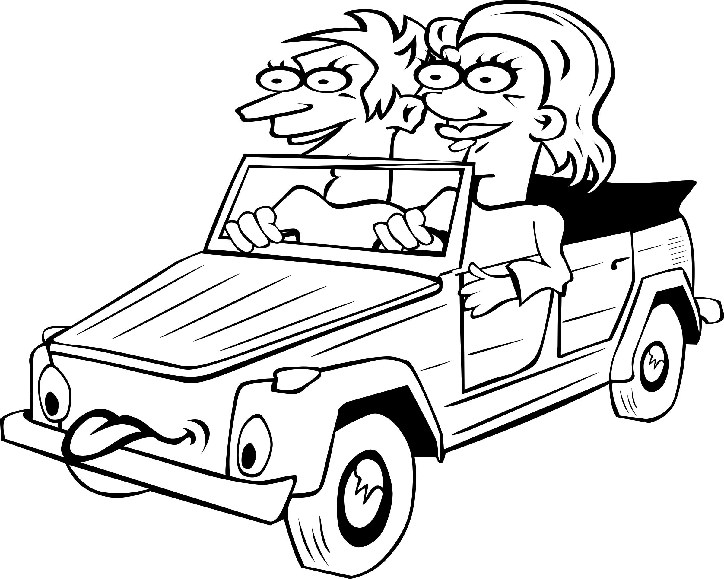 Girl and Boy Driving Car Cartoon png
