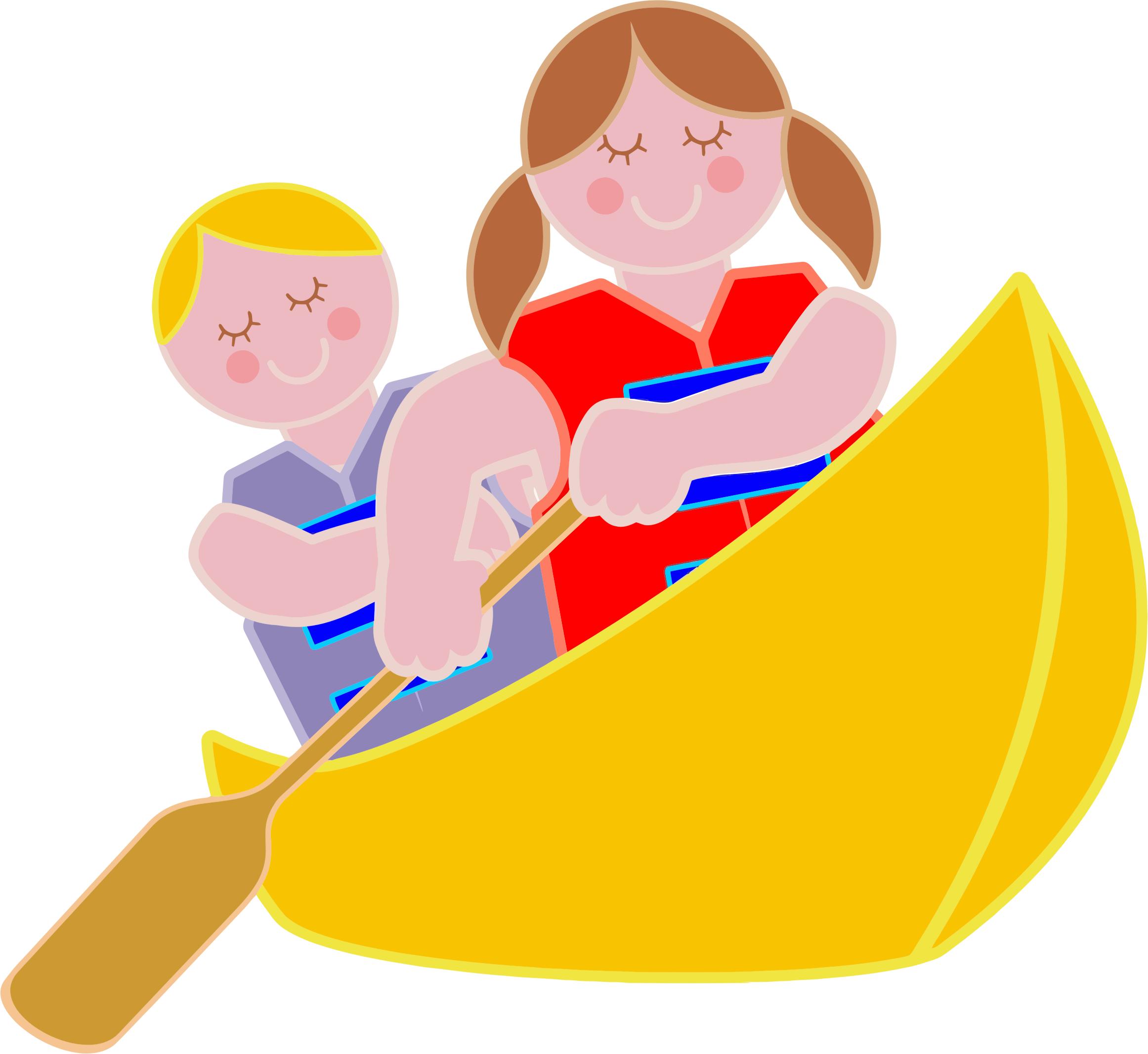 Girl And Boy Rowing In Canoe png