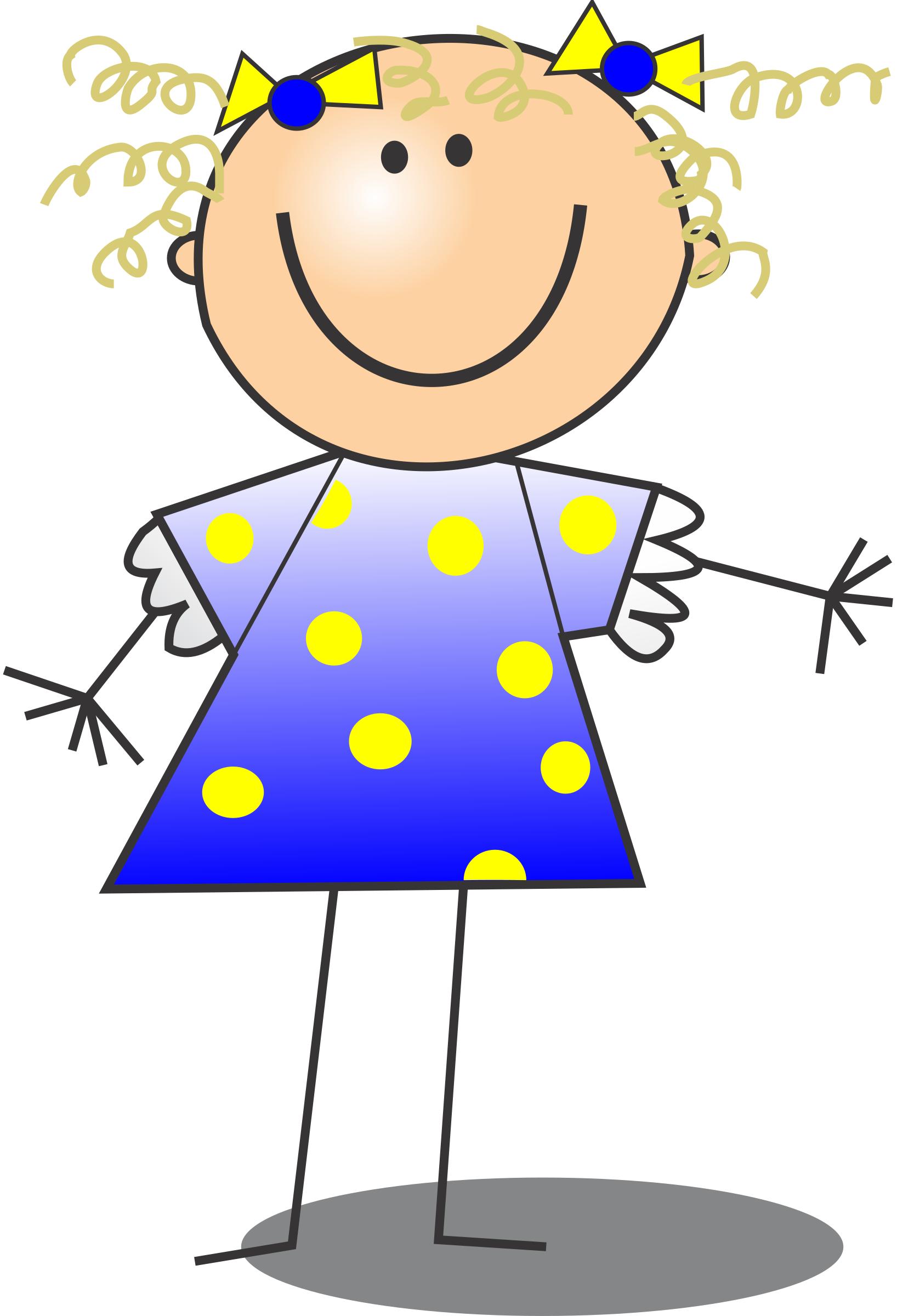 Girl Smiling Stick Figure Curly Hair png