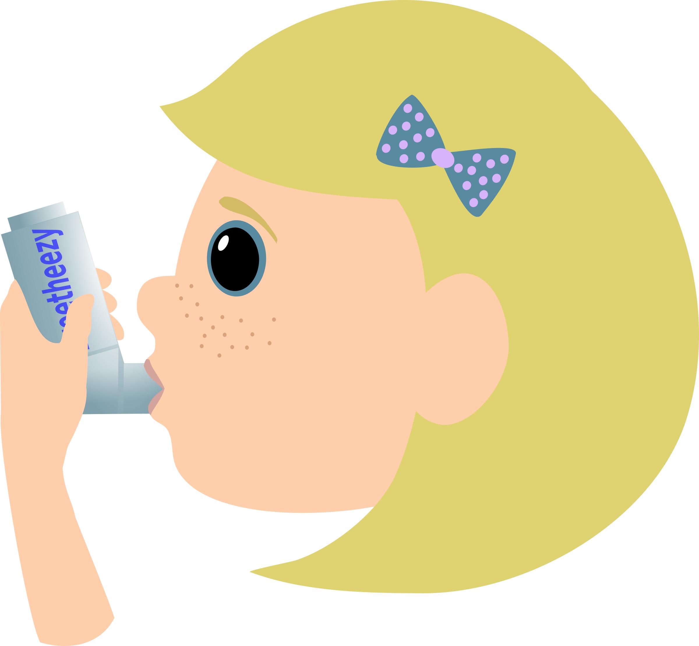 Girl with asthma spray PNG icons