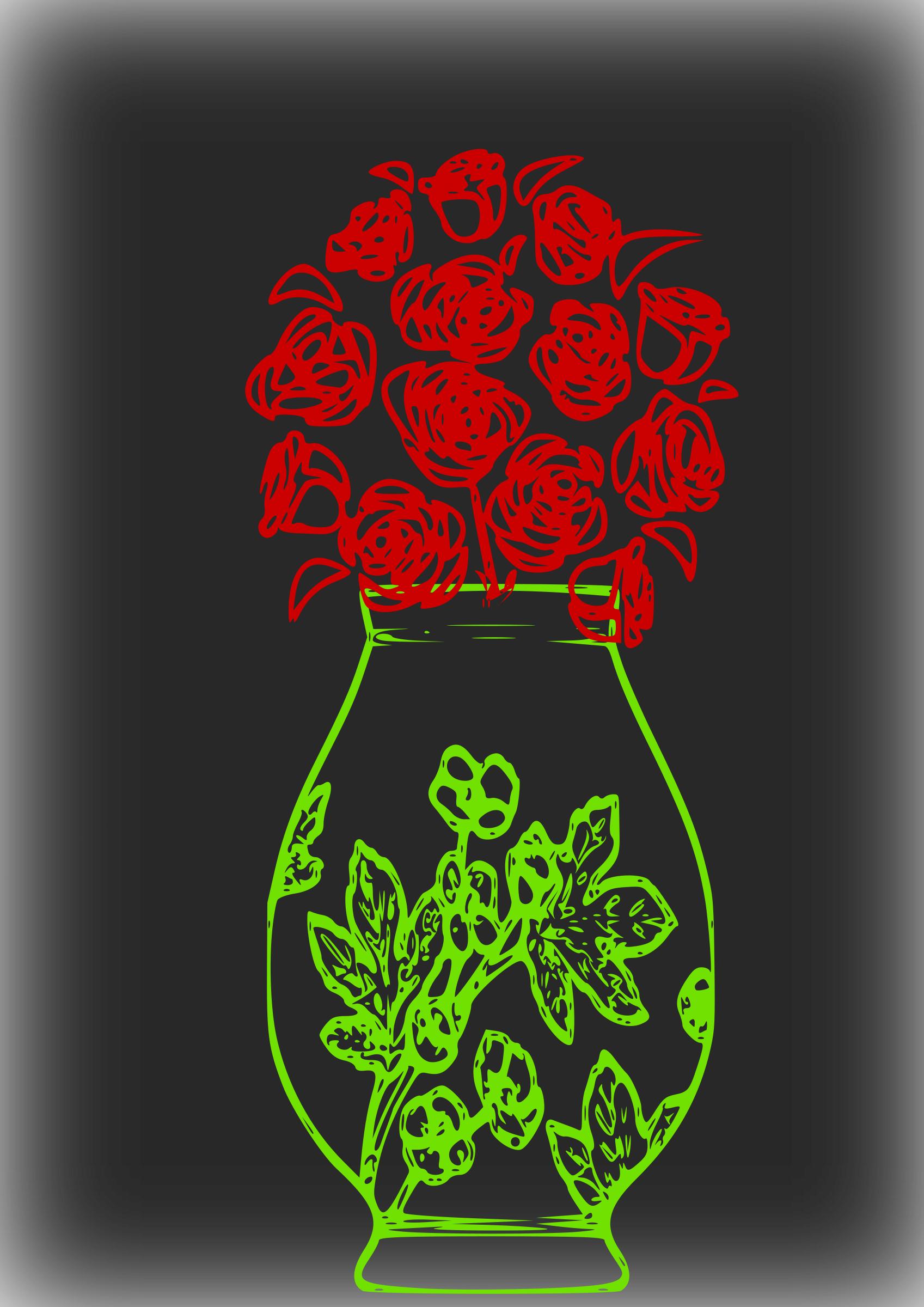 Glowing flower vase png