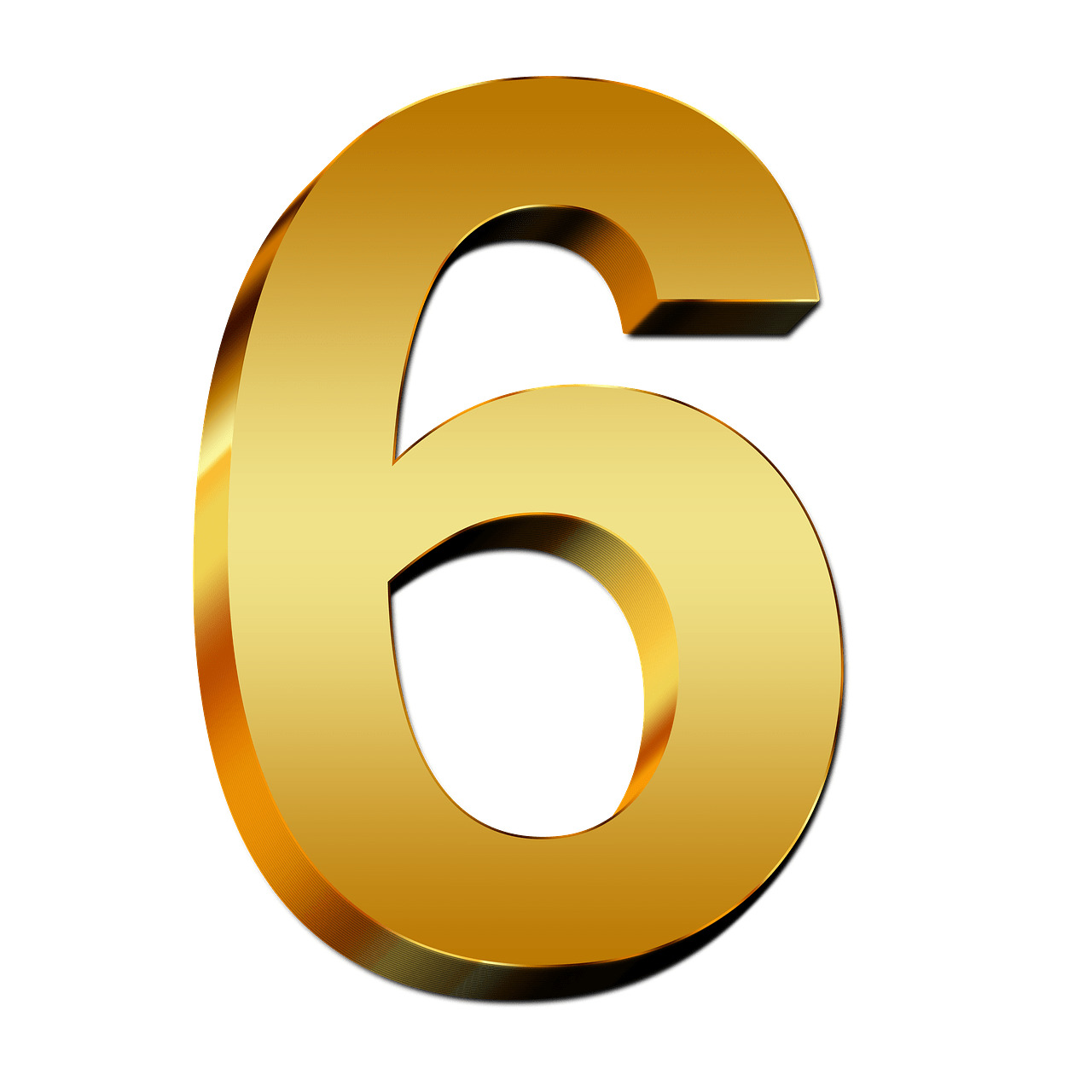 Gold Number 6 png icons