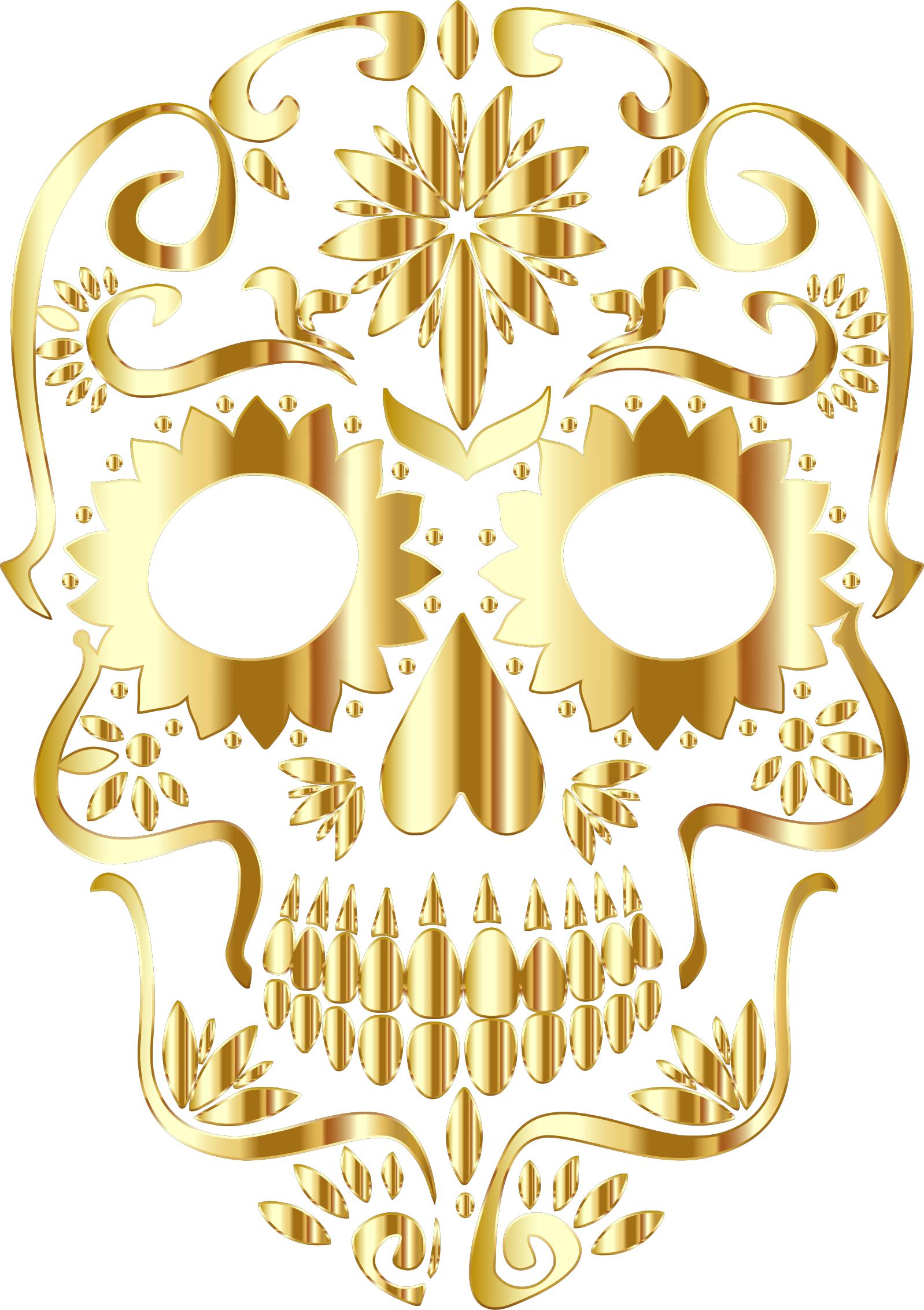Gold Sugar Skull Silhouette No Background png
