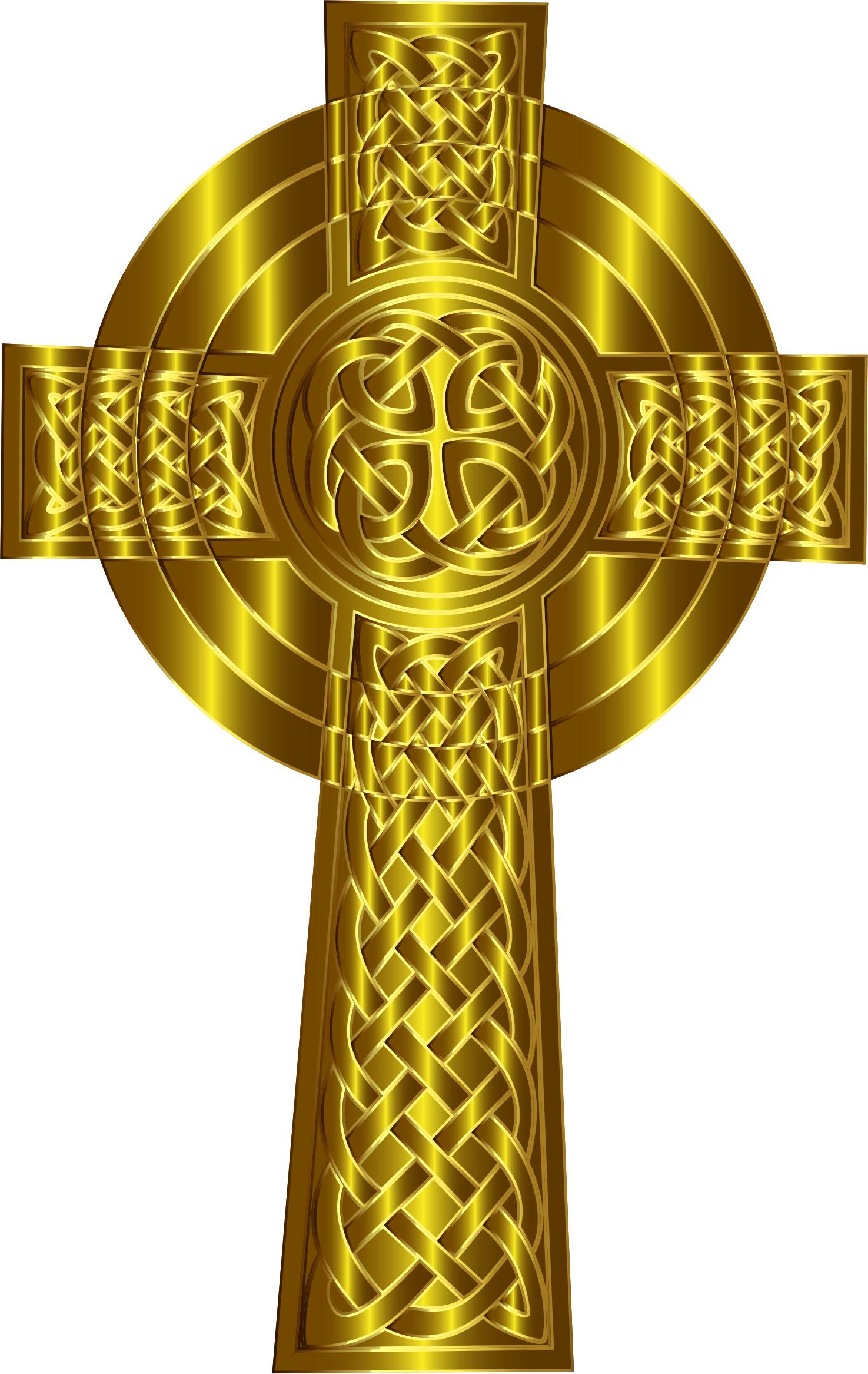 Golden Celtic Cross 6 png