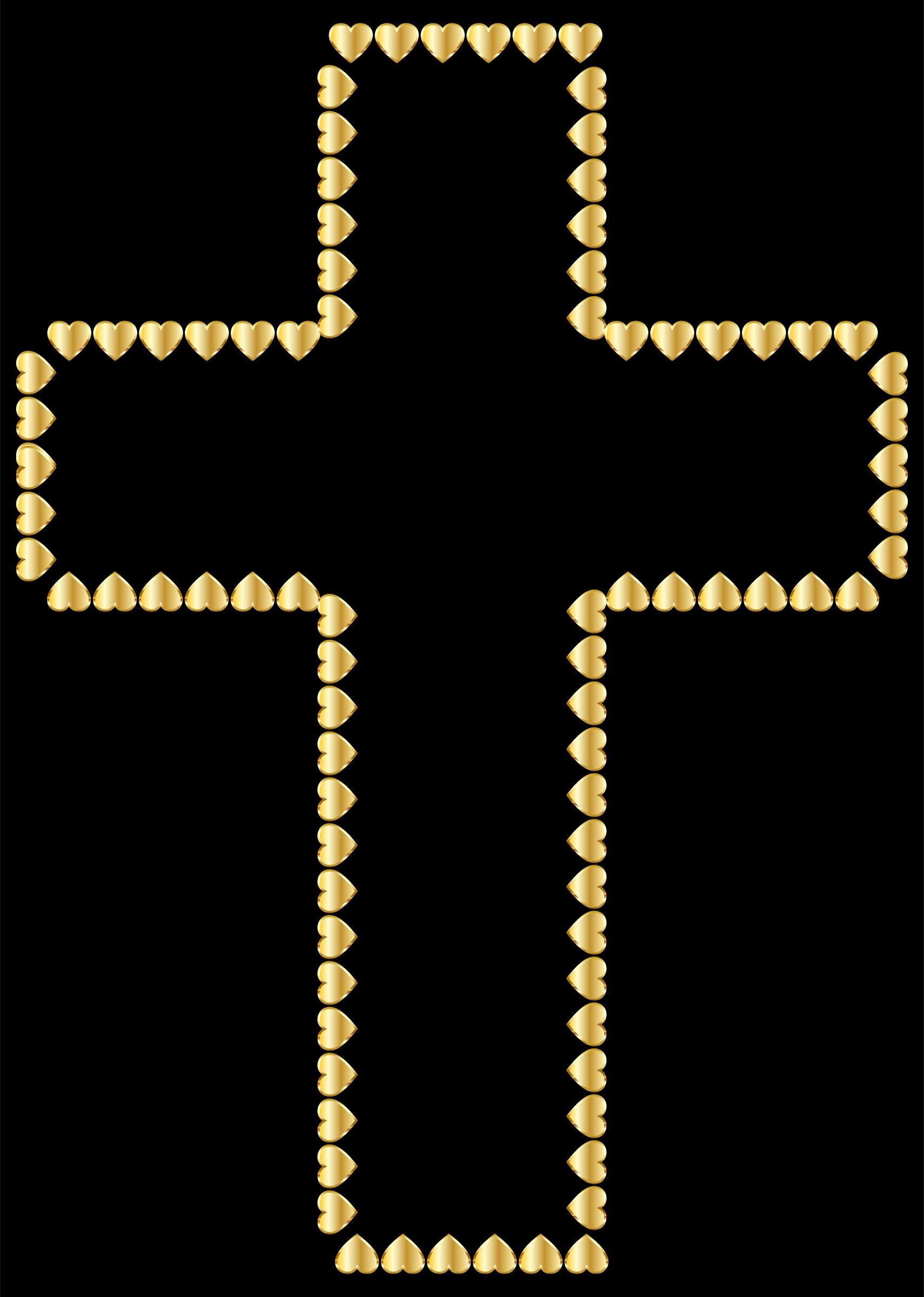 Golden Cross Hearts png