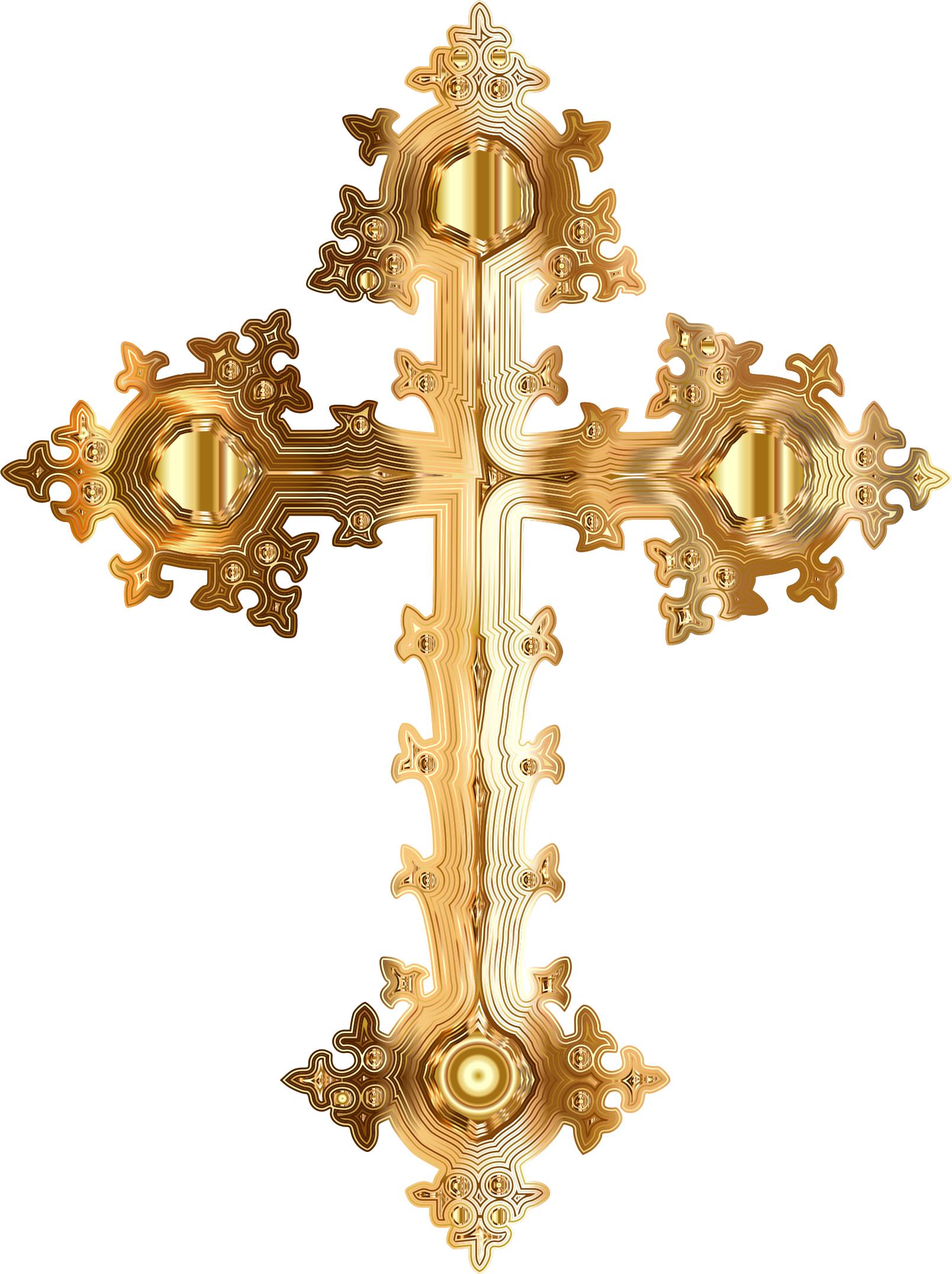 Golden Ornate Cross No Background png