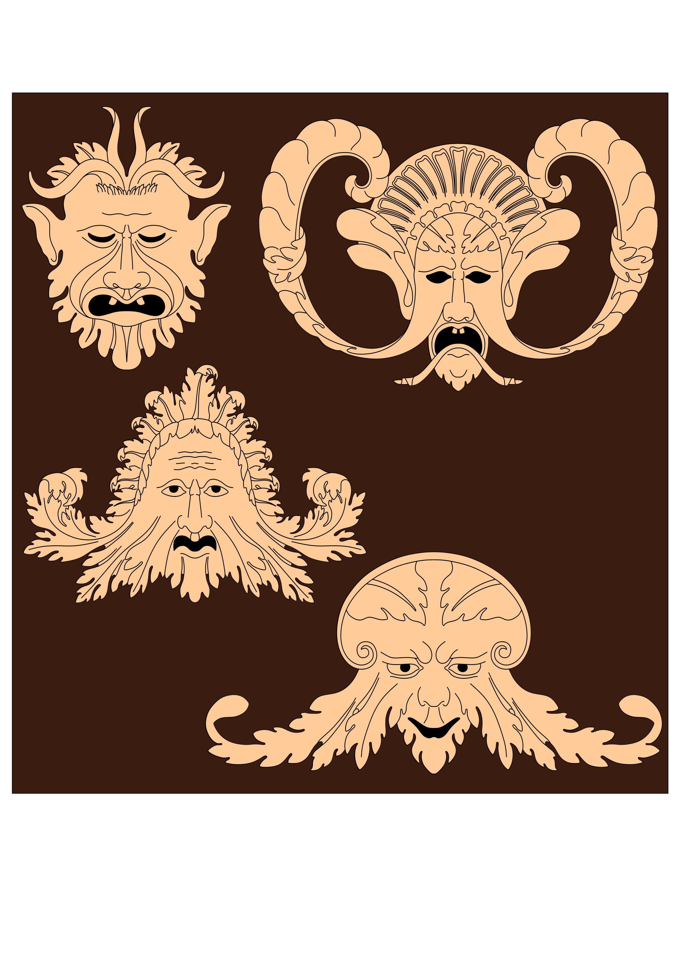 Grotesques from carved panels png