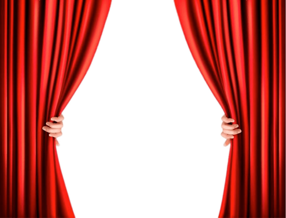 Hands Opening Velvet Curtains PNG icons