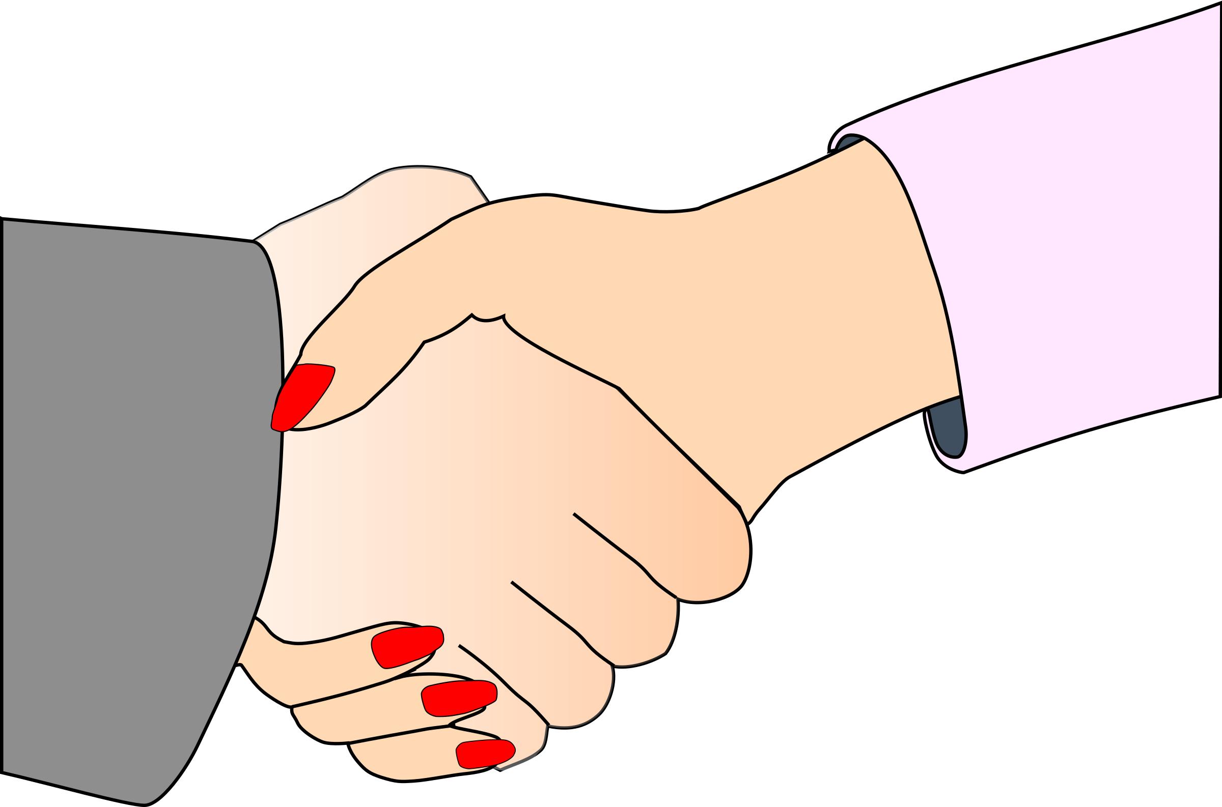 Handshake with Black Outline (white man and woman) png