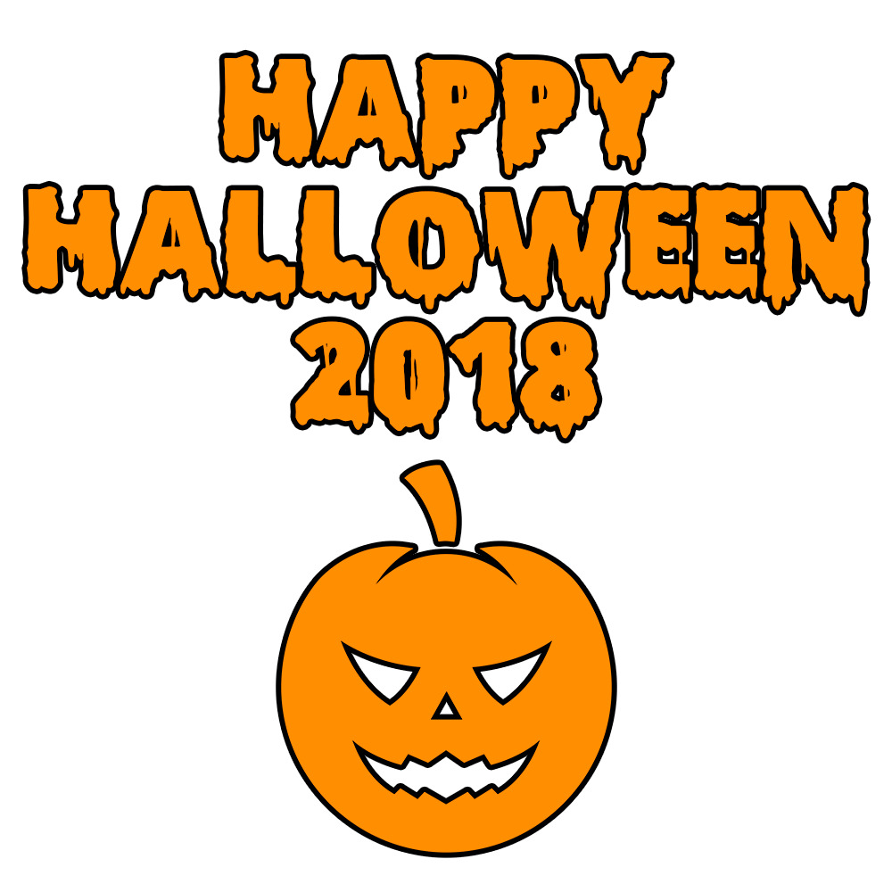 Happy Halloween 2018 Scary Round Pumpkin Bloody Font icons