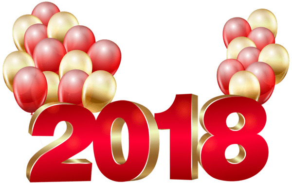 Happy New Year 2018 With Balloons PNG icons