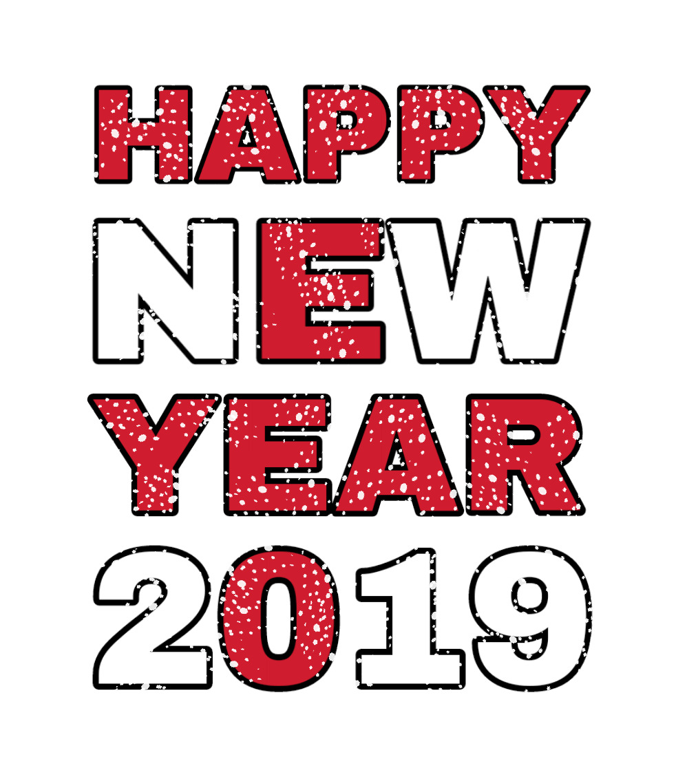 Happy New Year 2019 Red and White icons