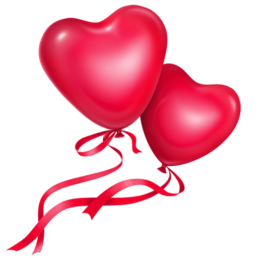 Heart Balloons With Ribbons icons