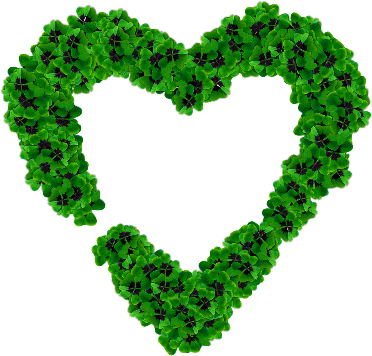 Heart Made Of Dark Green Shamrocks icons